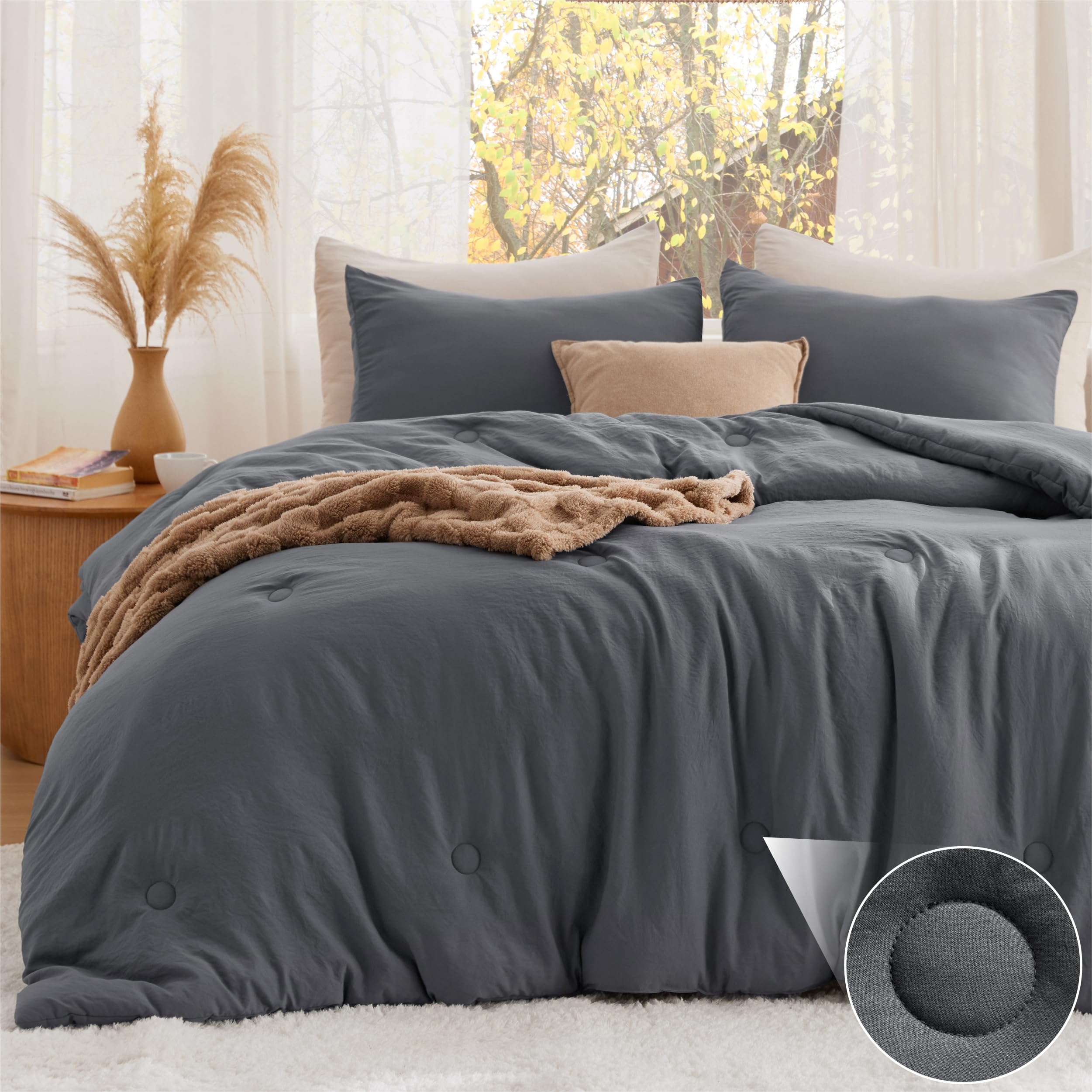 Bedsure Circle Quilted Queen Comforter Set