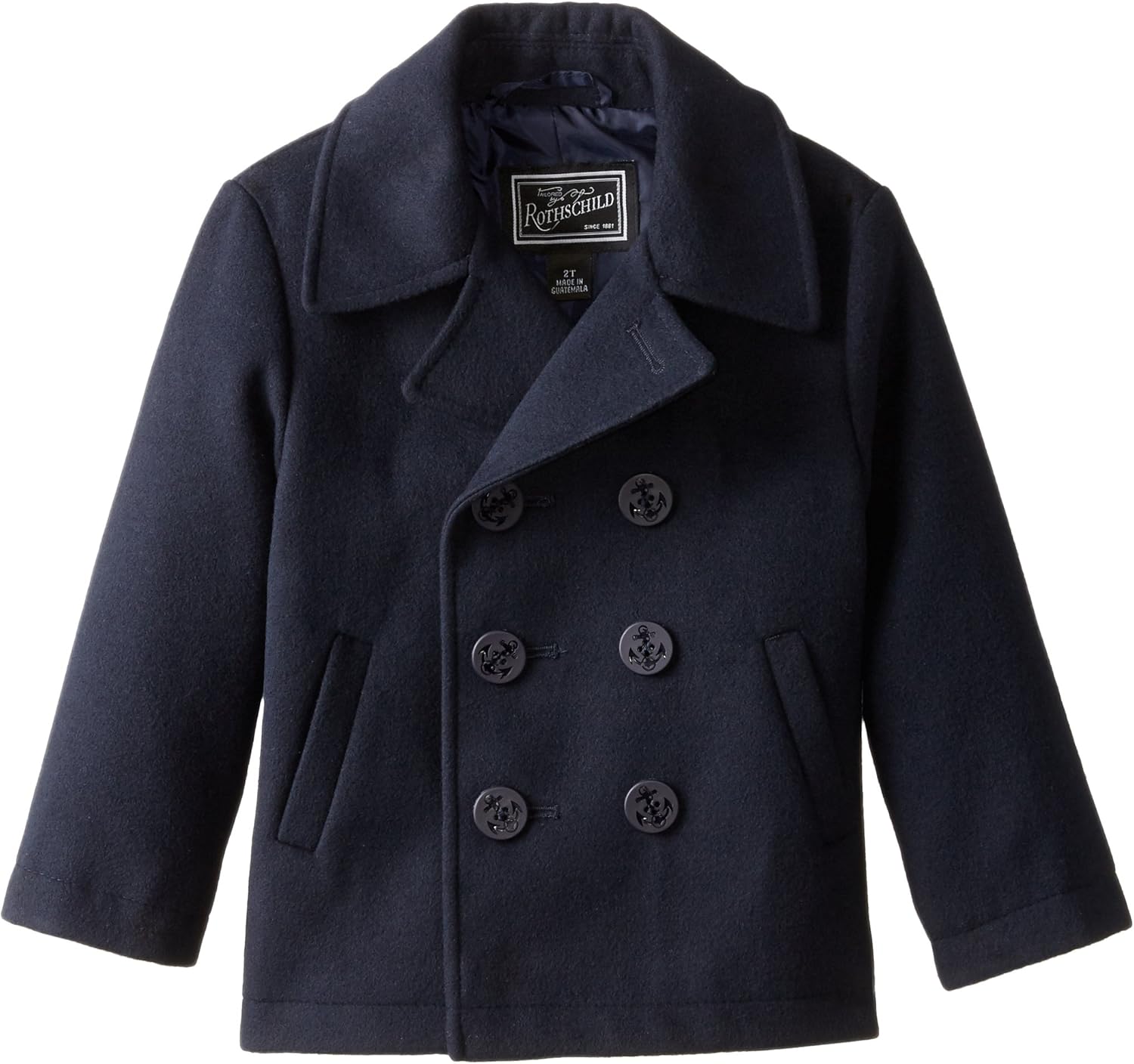 Rothschild Big Boys' Double-Breasted Faux Wool Peacoat