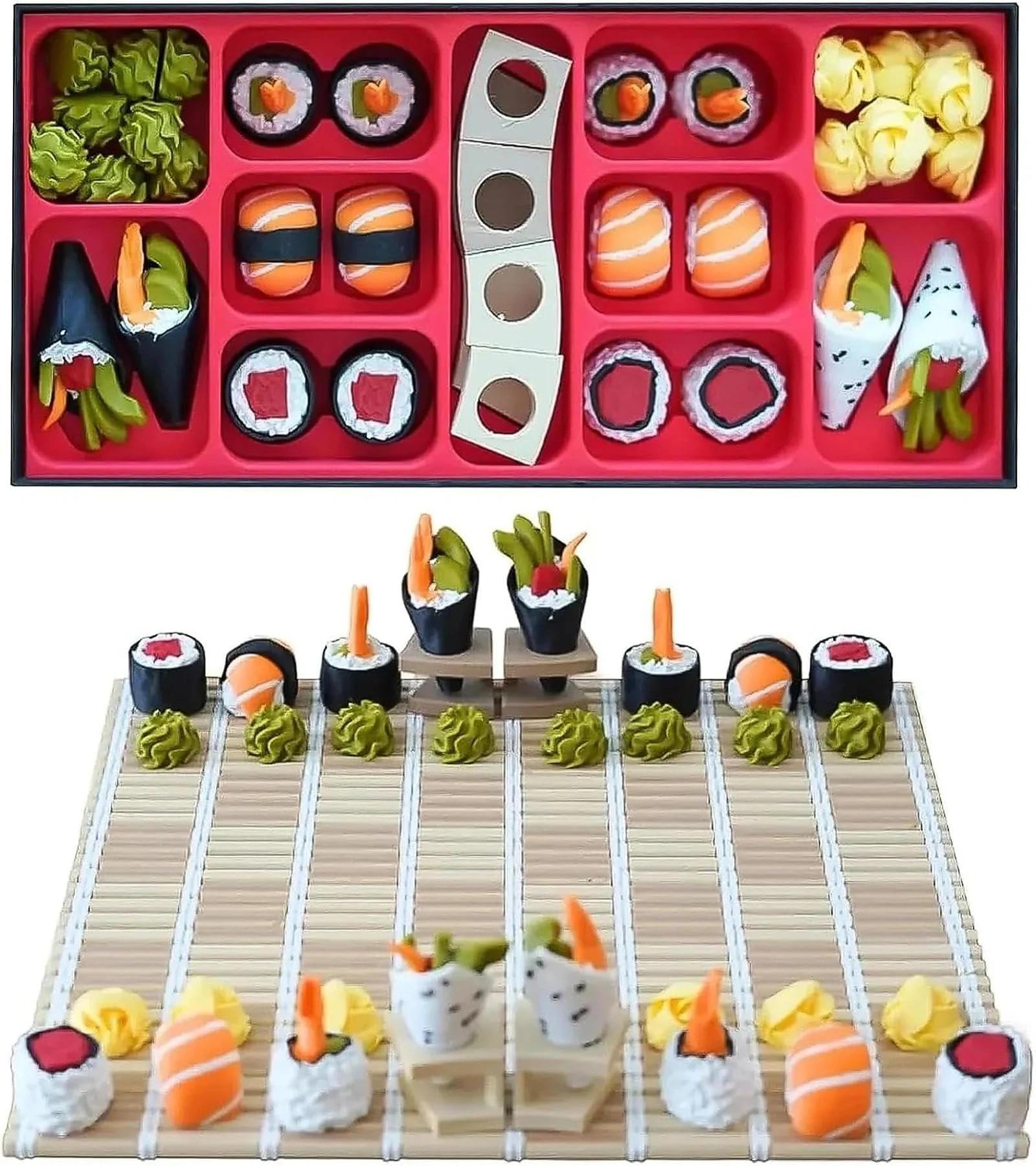 Sushi Chess Set – 3D Printed Sushi Themed Board Game with Bento Box Storage, Portable Travel Chess Set, for Strategy Enthusiast and Family Strategy Game
