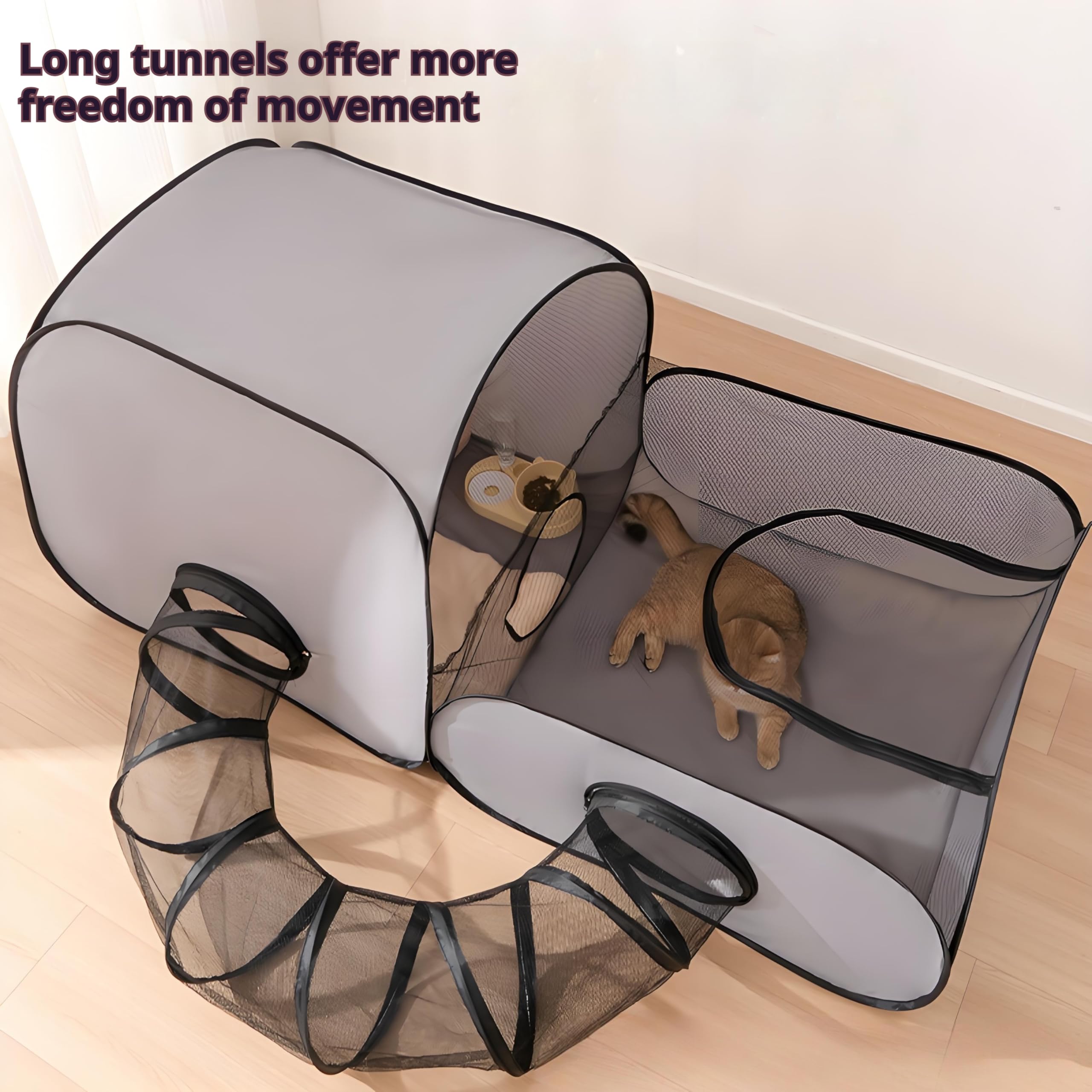 Parc d'extérieur pour Chat - Enclos Portable avec Tunnel - Maison de Jeu Interactive pour Chiots et Petits Animaux