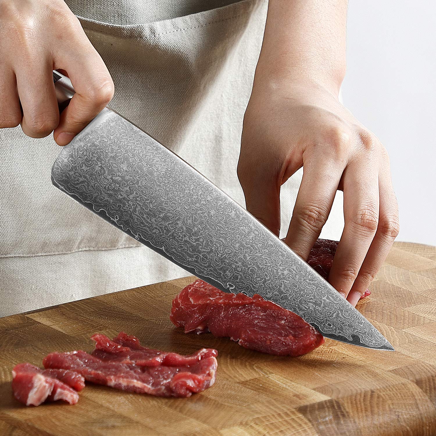 NANFANG BROTHERS 8-Inch VG10 Damascus Chef Knife, Micarta Handle — Amazon image 6