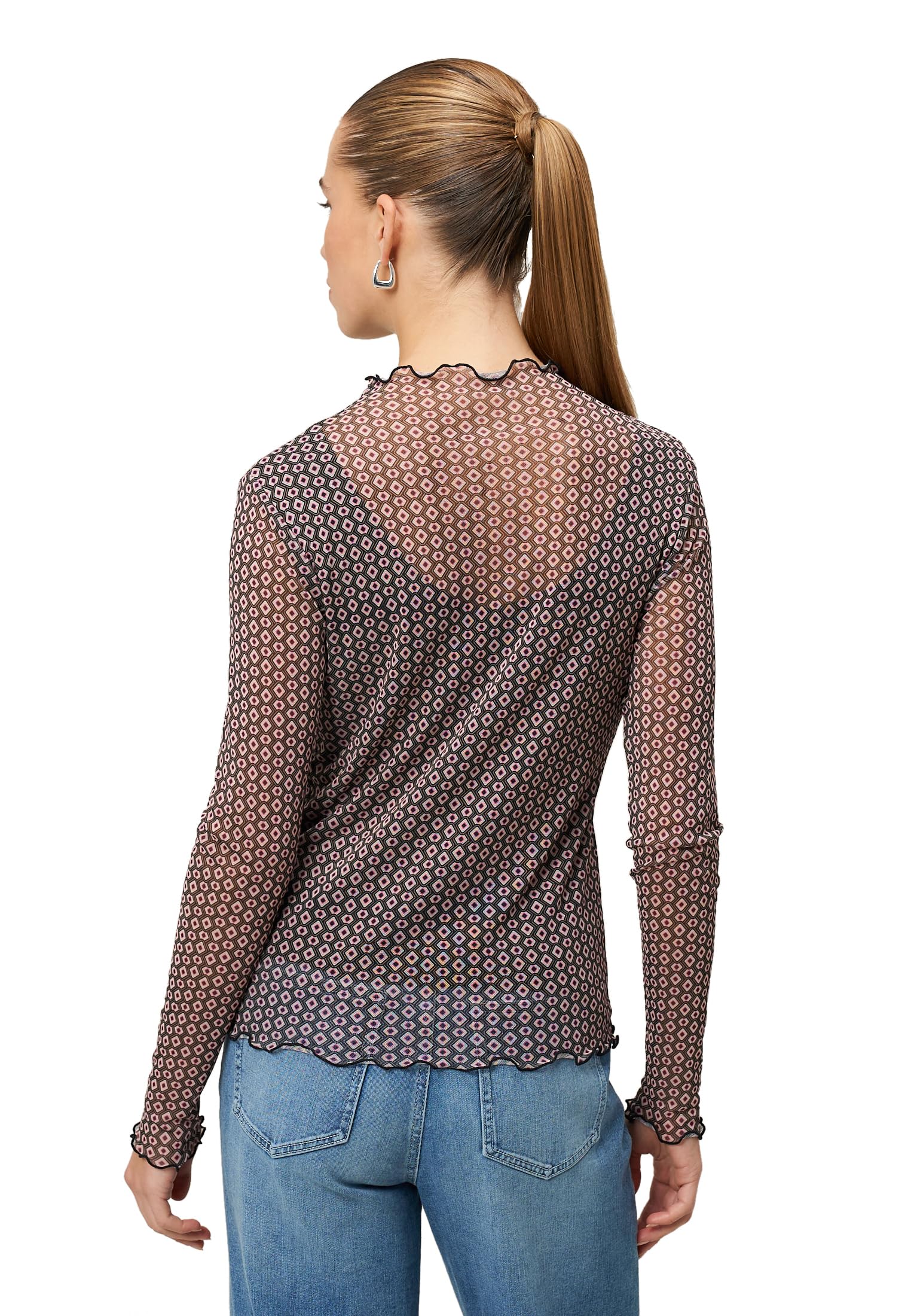 zero Damen Mesh-Shirt mit grafischem Print