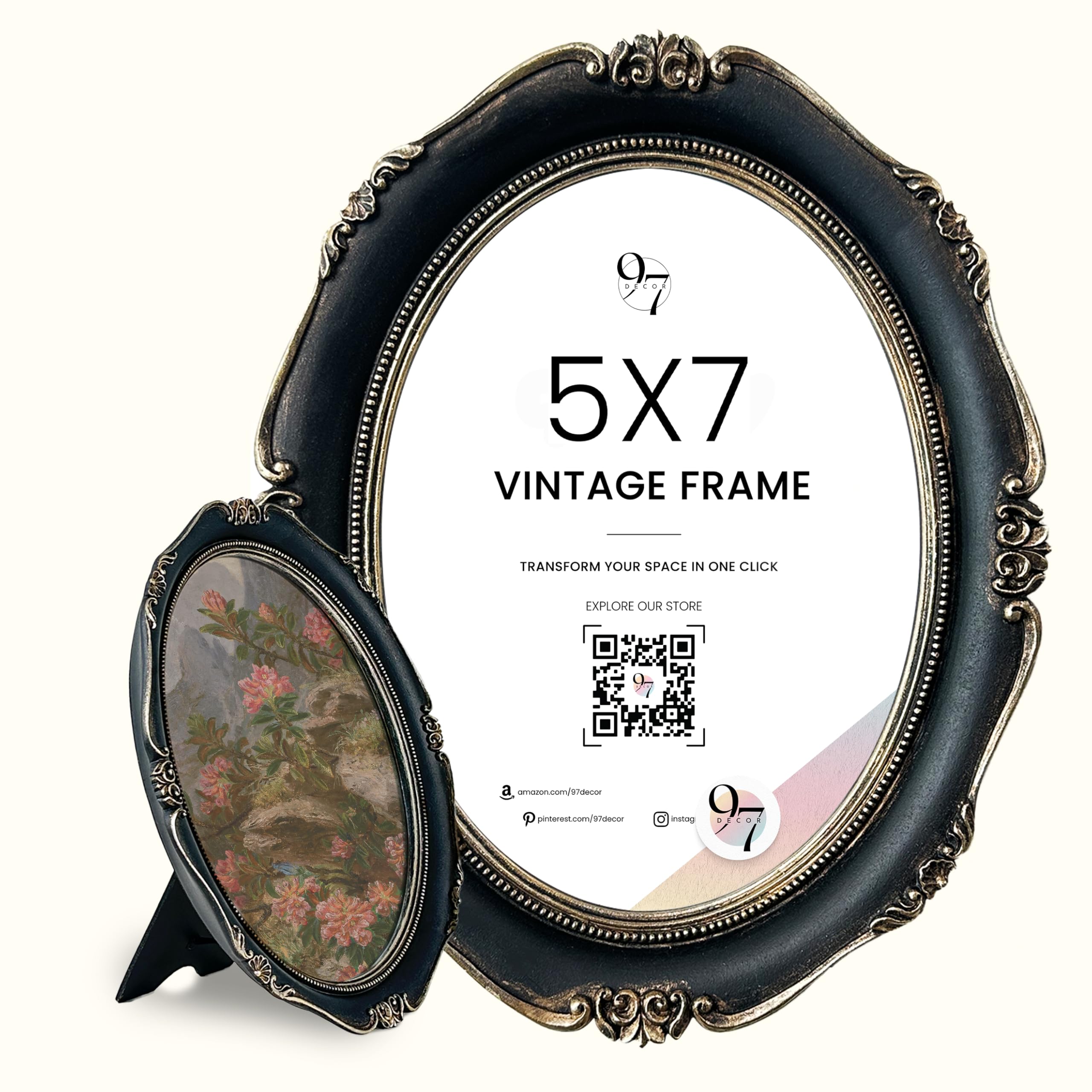 Amazon.com - 97 Decor Black Vintage Picture Frames 5x7 - Black