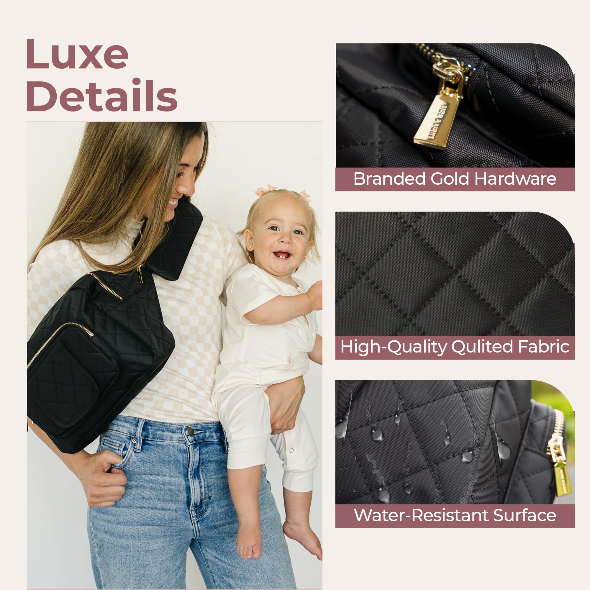 Lion & Light Kleine Mini-Wickeltasche mit tragbarer Wickelunterlage, Bauchtasche