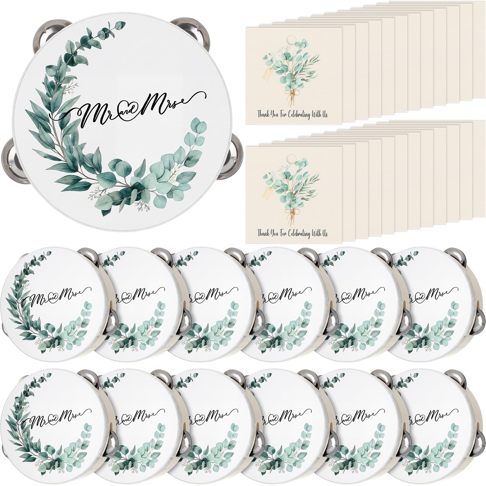 Photo 1 of Fiada 48pc 6" Wooden Tambourines with Thank You Cards