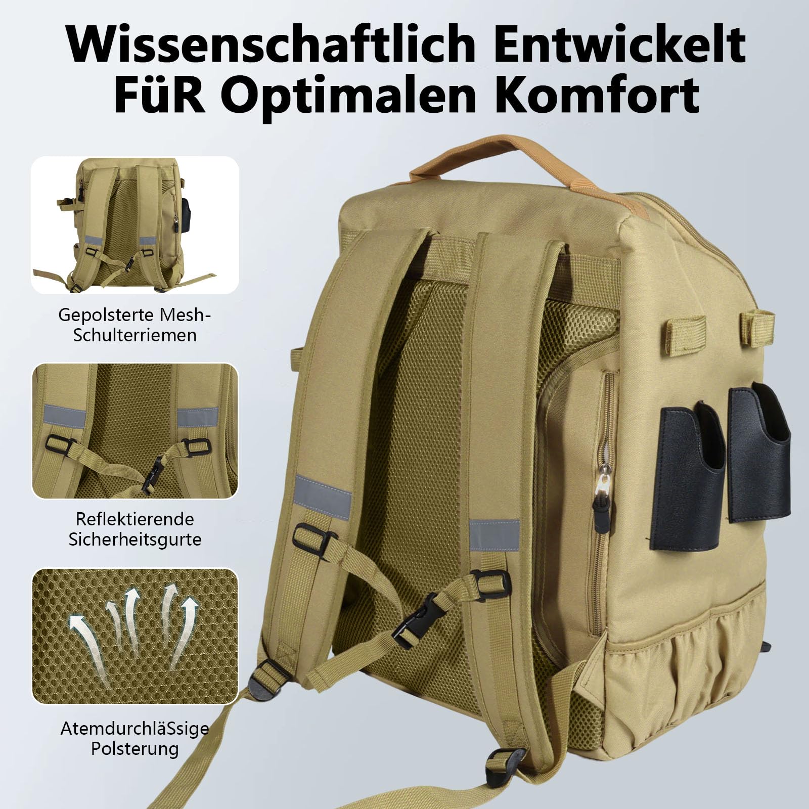 40L Angelrucksack Mit Angelrutenhalter, Wasserdichtes Oxford-Gewebe Angeltasche, Multifunktional Angel Rucksack für Angeln, Jagen und Wandern Verwendet.