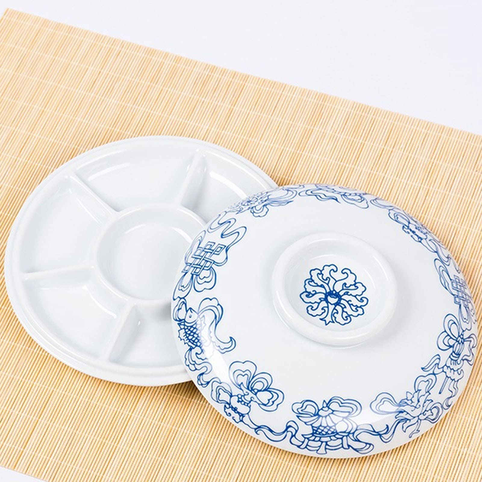 ApuaVireo&Co Ceramiczna paleta Eight-Treasure, szczelna chińska paleta farb do malowania, wielofunkcyjne przybory do nauki kaligrafii, łatwe w użyciu.