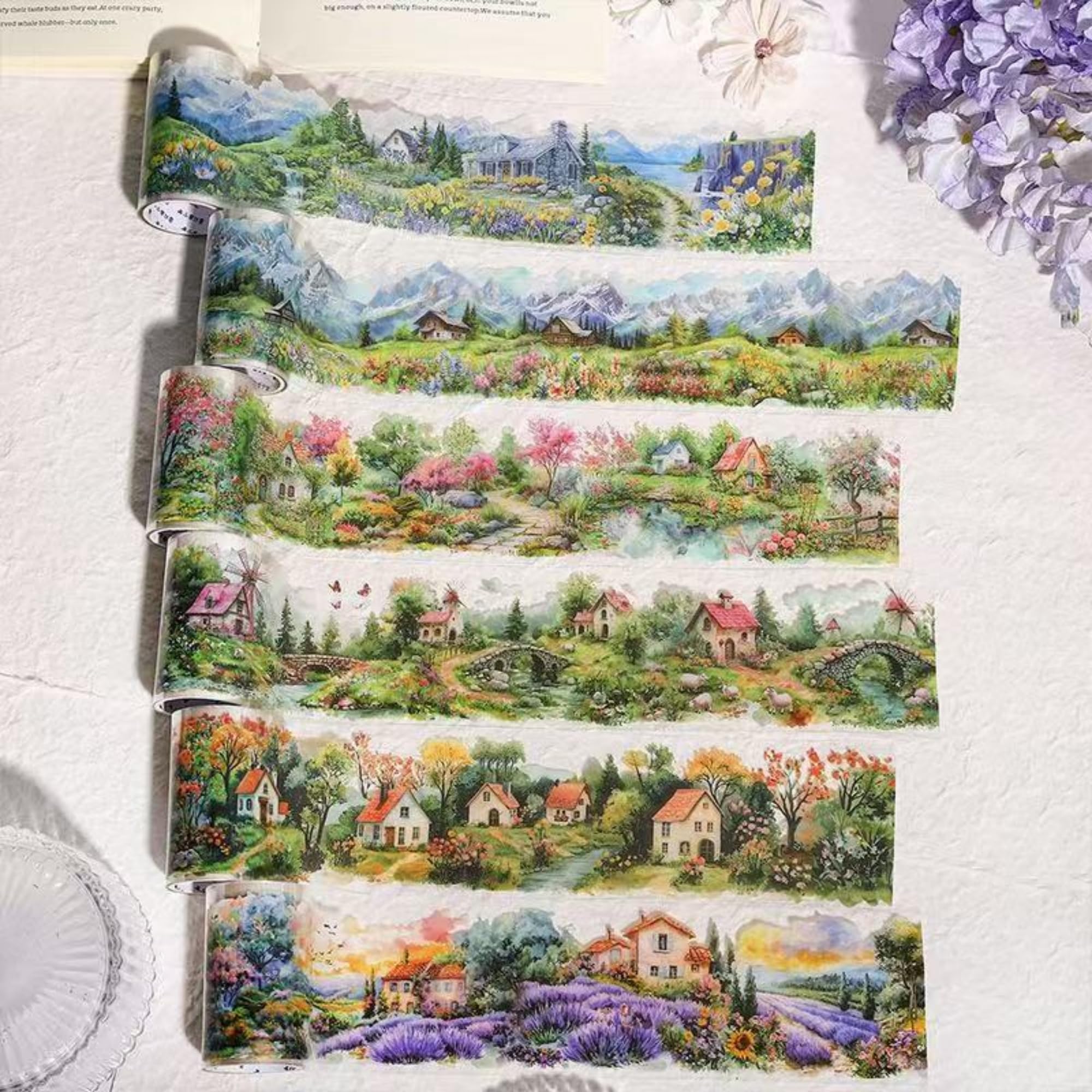 MAGLITT 6 Rolls Washi Tape Set Cute Sticker Tape for Scrapbooking Scrapbook Stickers Adhesive Transparent PET Decorative Tape for Journaling Photo Album Craft Scrapbooking