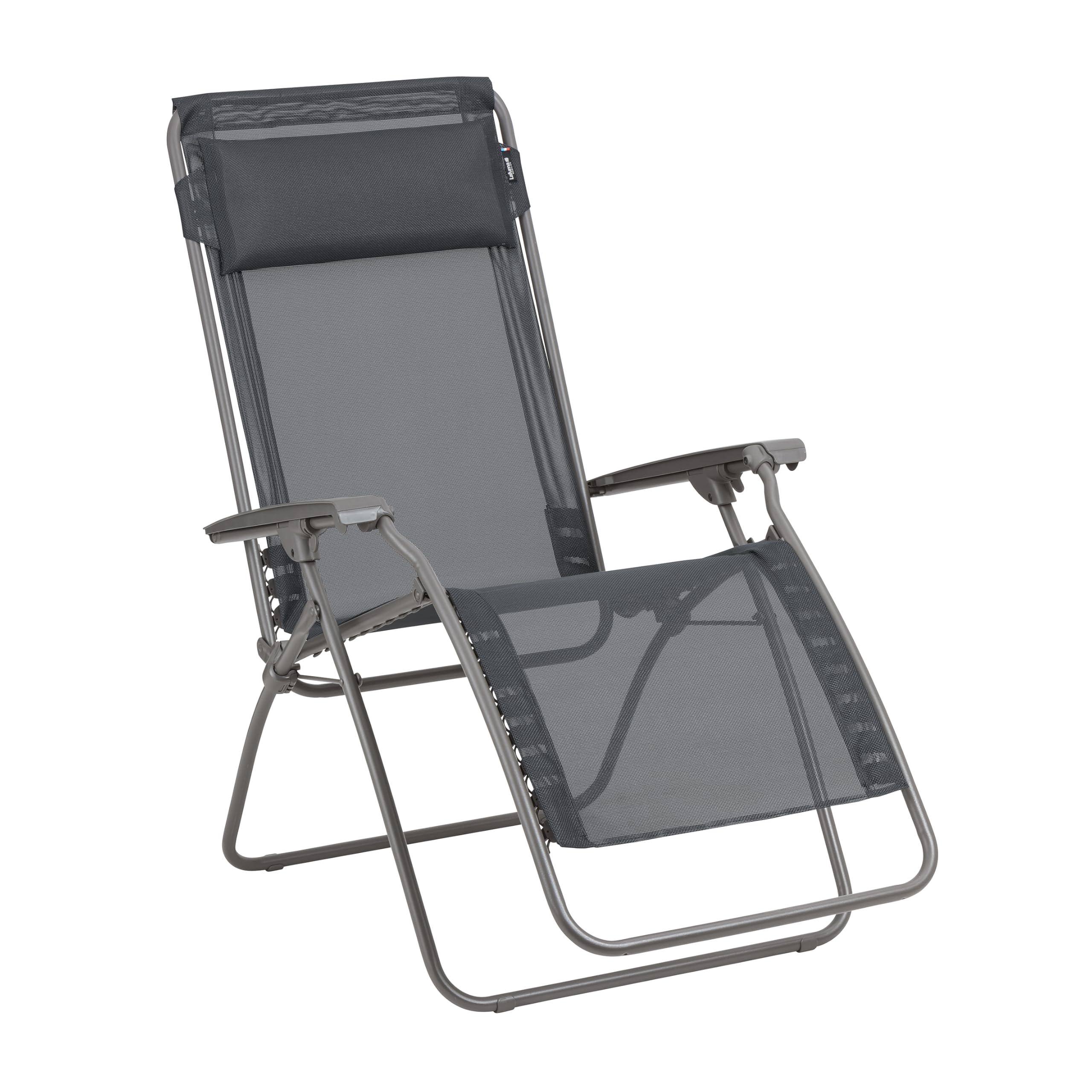 Lafuma Mobilier - R Clip PL AMZ - Silla Relax Gravedad Cero – Silla Reclinable Plegable Multiposición para Terraza, Jardín y Balcón - Fabricado en Francia - Castaño Beige/Titanio