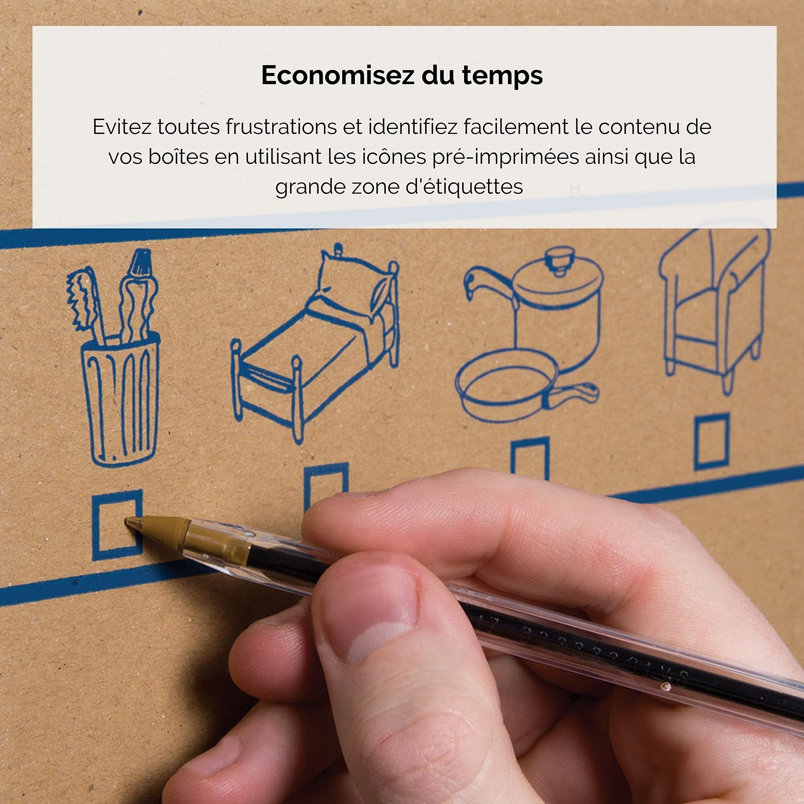 Fellowes 6205401 Caisses de déménagement à charge lourde montage automatique Bankers Box SmoothMove - Large - Lot de 5