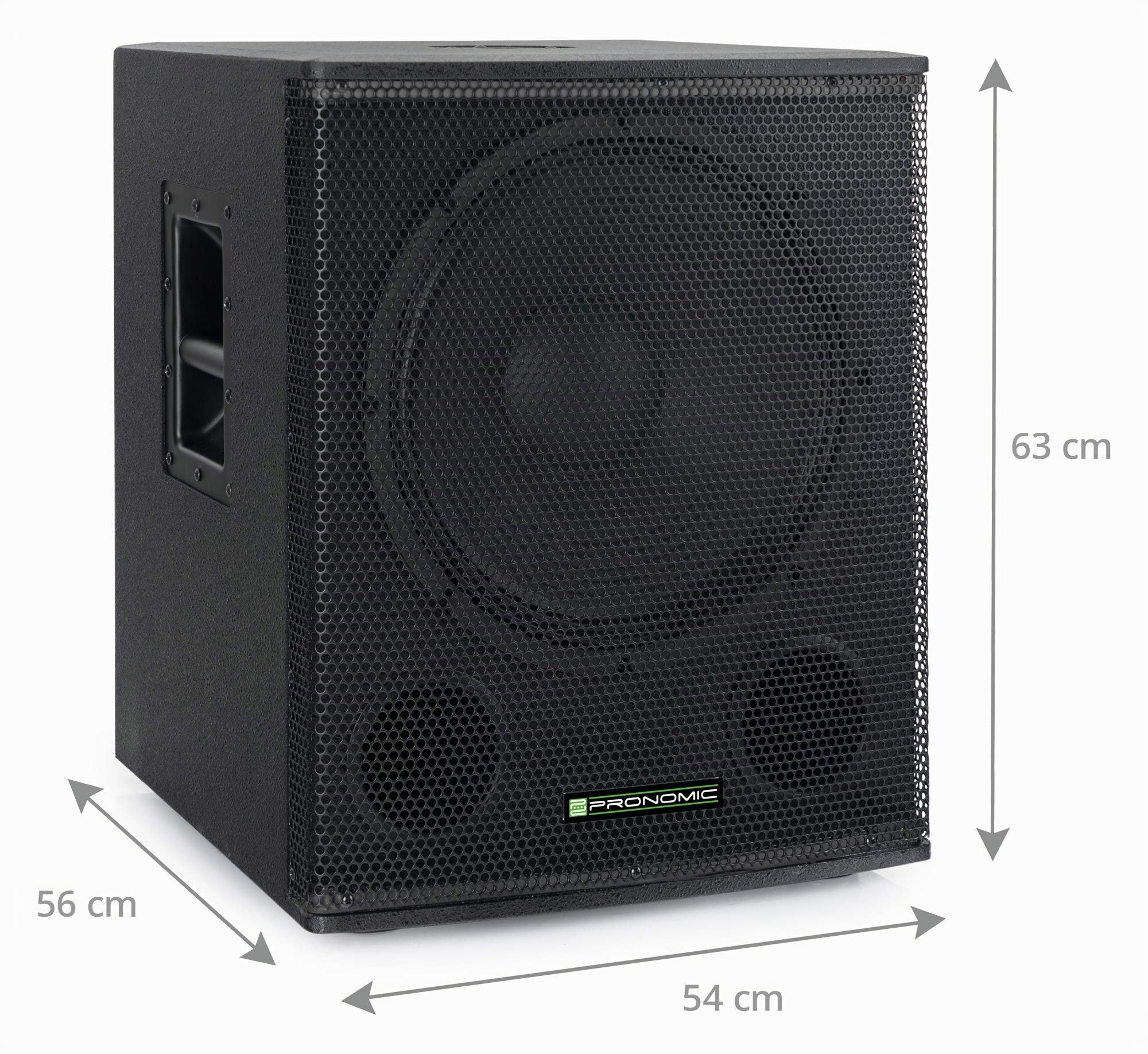 Pronomic 218S-215A Impianto PA Attivo - set PA attivo con 2x subwoofer da 18" e 2x satelliti da 15" - 1000 watt potenza totale (RMS) - include tubi distanziatori e cavi da 2,5 m