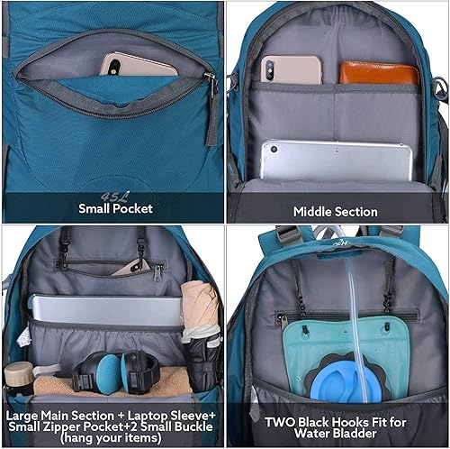 Miniatura 5 de G4Free Mochila de viaje de senderismo impermeable con cubierta para lluvia, mochila para acampar al aire libre para hombres y mujeres (gris azul)