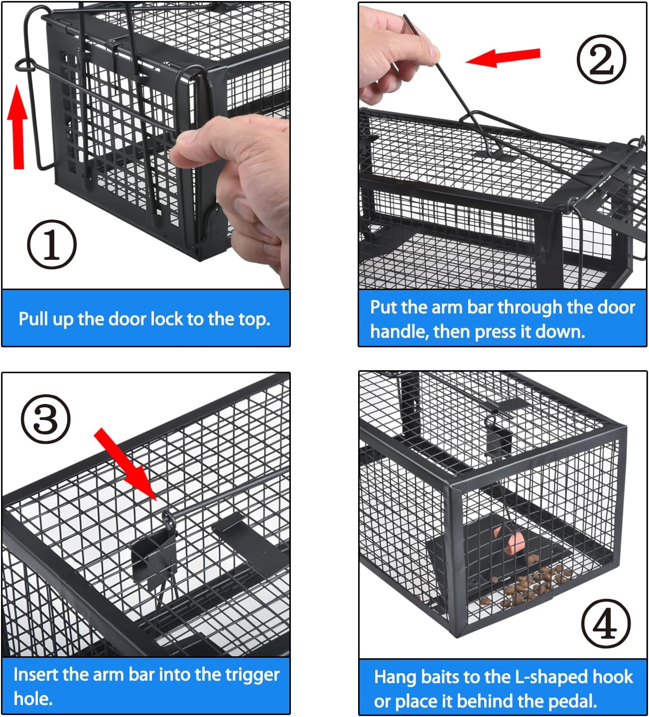 Gingbau 2-Pack Chipmunk Rat Traps Humane Live Mouse Trap Cages