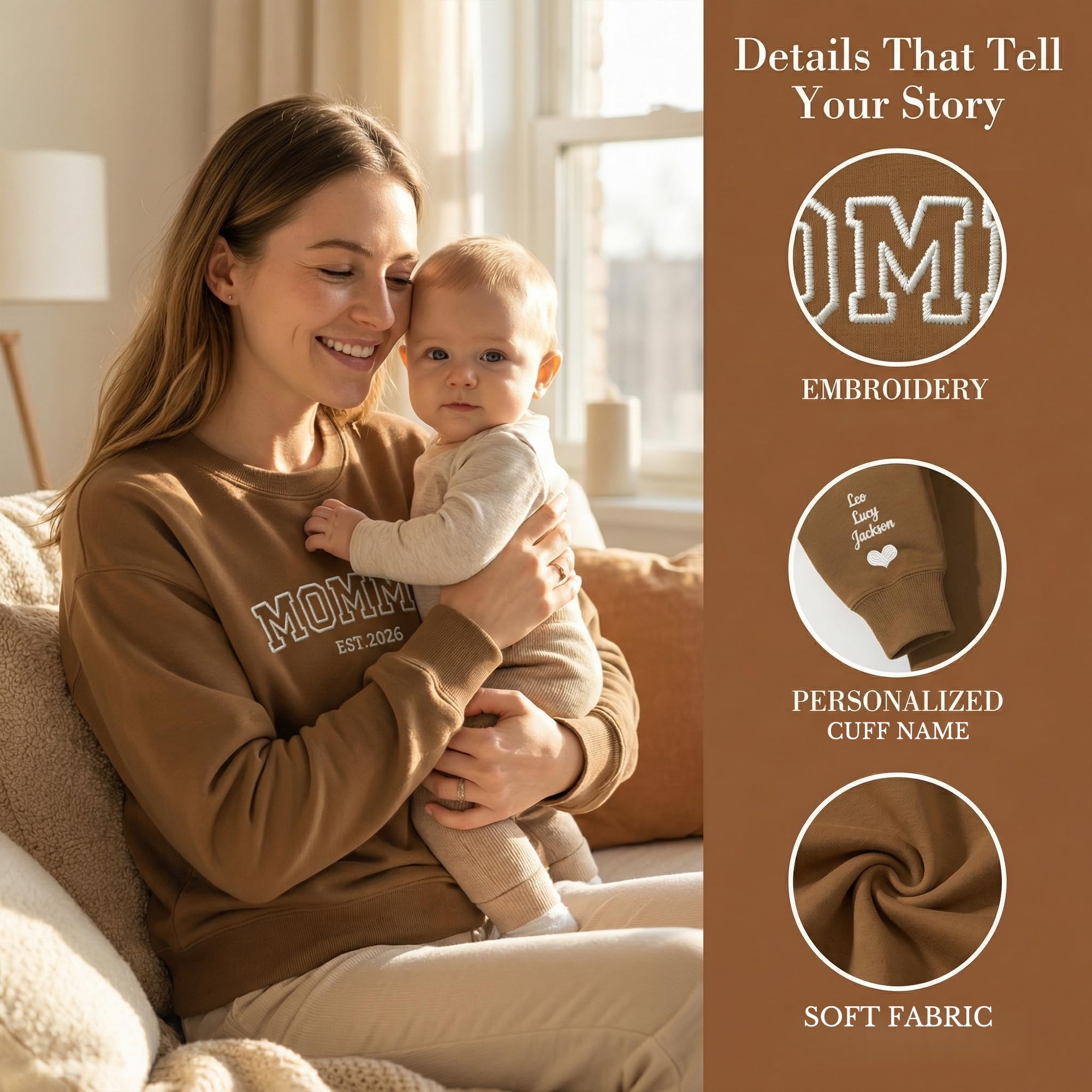 Sudadera Bordada Personalizada para Mamá, Sudadera Bordada Mama Personalizadas, Sudaderas con Capucha Personalizadas Bordadas, Regalos Hoodie para Nueva Mamá, Día de la Madre, Cumpleaños — view 6