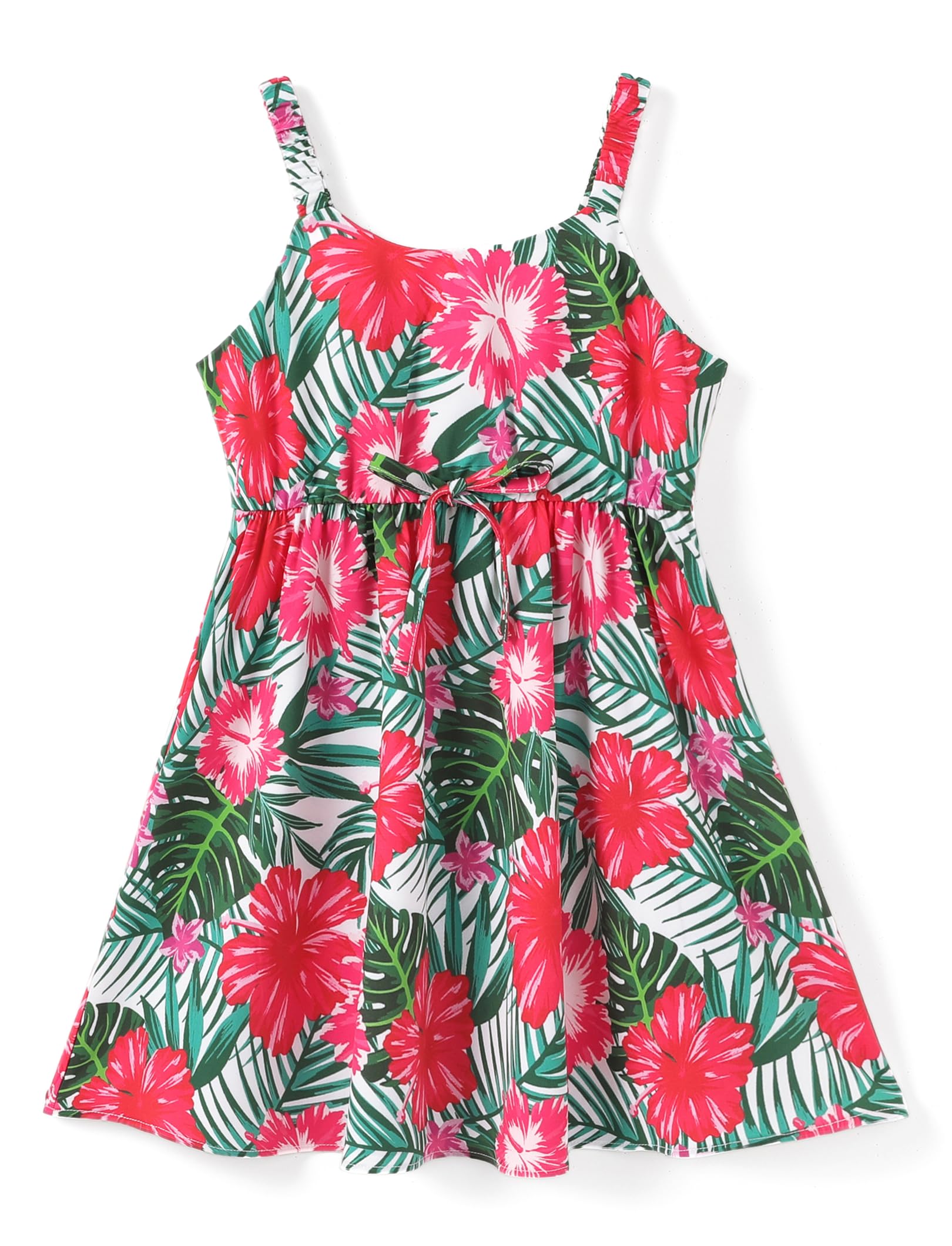 PATPAT Girls Summer Hawaiian Dress Toddler Sling Floral Casual Sleeveless Kids Sundress