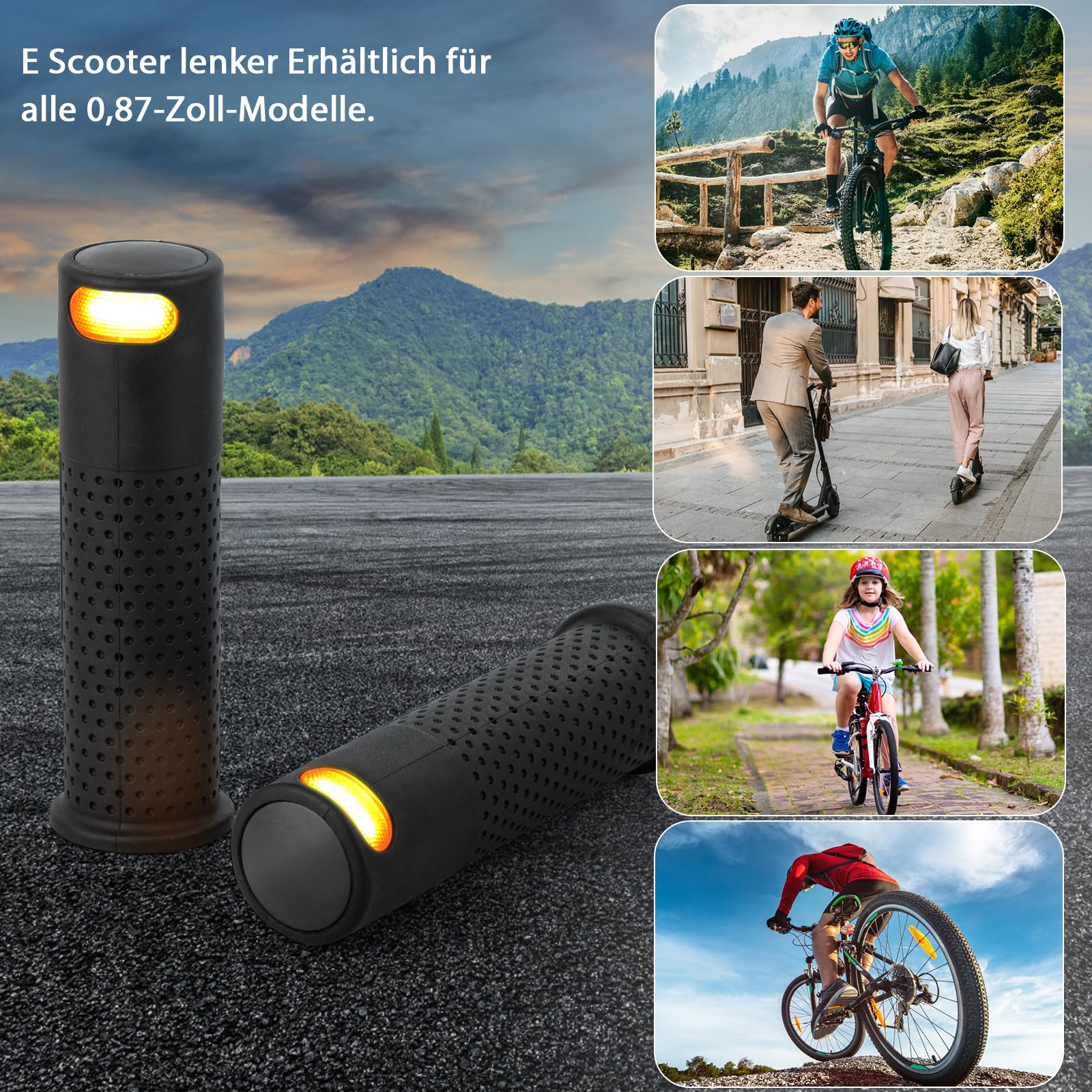 Blinker y Empuñadura para E-Scooter, USB Recargable con Control Remoto - Compatible con Xiaomi M365/Pro2/1S Ninebot ES1 ES2 ES4 G30 - Suave Manillar, Accesorios para Elektrooller