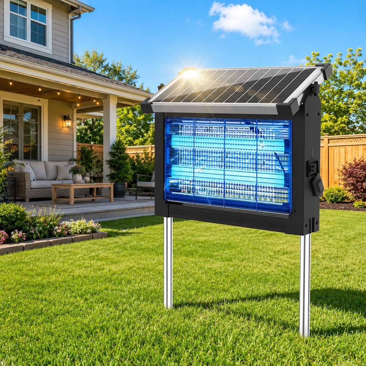 Lampe Anti Moustique Extérieur Solaire, Étanche IPX5 (Noir)