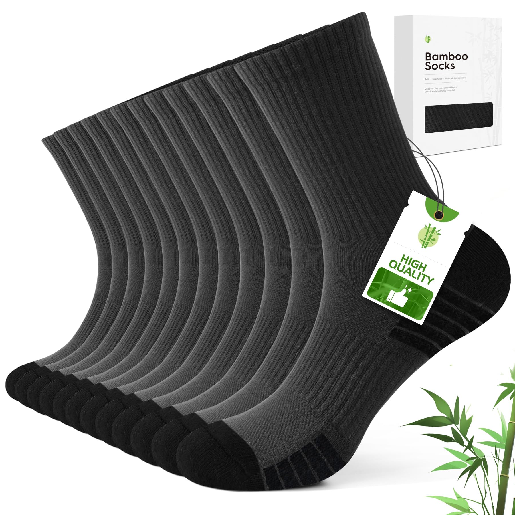 FALARY Bambus Socken Herren Damen,Atmungsaktiv CrewSocken 6/12 Paar | Superweiche Bambus-Viskose mit Mesh-Belüftung und Komfortbund – bequem, für Alltag und Freizeit,Multipack