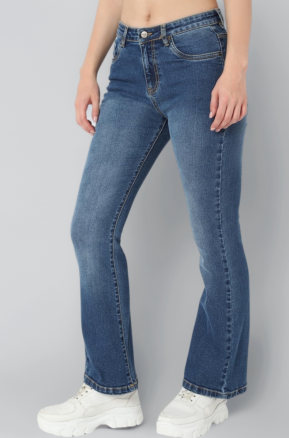 AKA Chic Mid Rise Womens Boot Cut Jeans