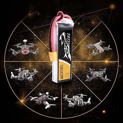 Miniatura 5 de Tattu Batería LiPo de 11.1V 1800mAh 3S 45C con enchufe XT60 para Skylark M4-FPV250 Mini trituradora 200 INDY250 PLUS MOJO 280 QAV250 Vortex Emax
