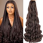 COOKOO French Curl Braiding Hair - 9 Packs Dark Brown 22 Inch Loose Wave Bouncy with Curly Ends - Pre-Stretched Yaki Synthetic Hair Extensions for Black Women