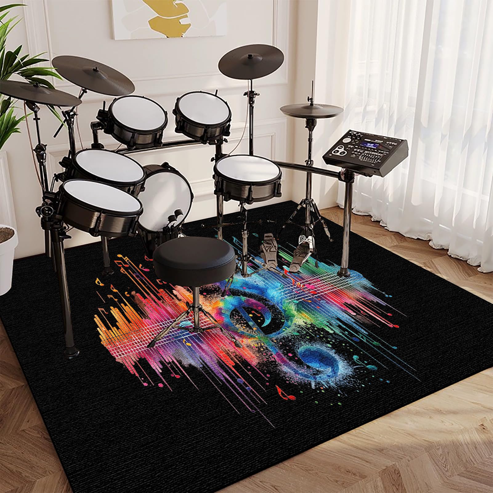 Trommel Teppiche rutschfeste | Schallschutz Matte Drum Teppich 200 x 160 cm | Schlagzeug Teppich | Elektrisches Schlagzeugteppich | Quadratische Schallschutzdecke für E-Drum-Kits Bass Drum Snare