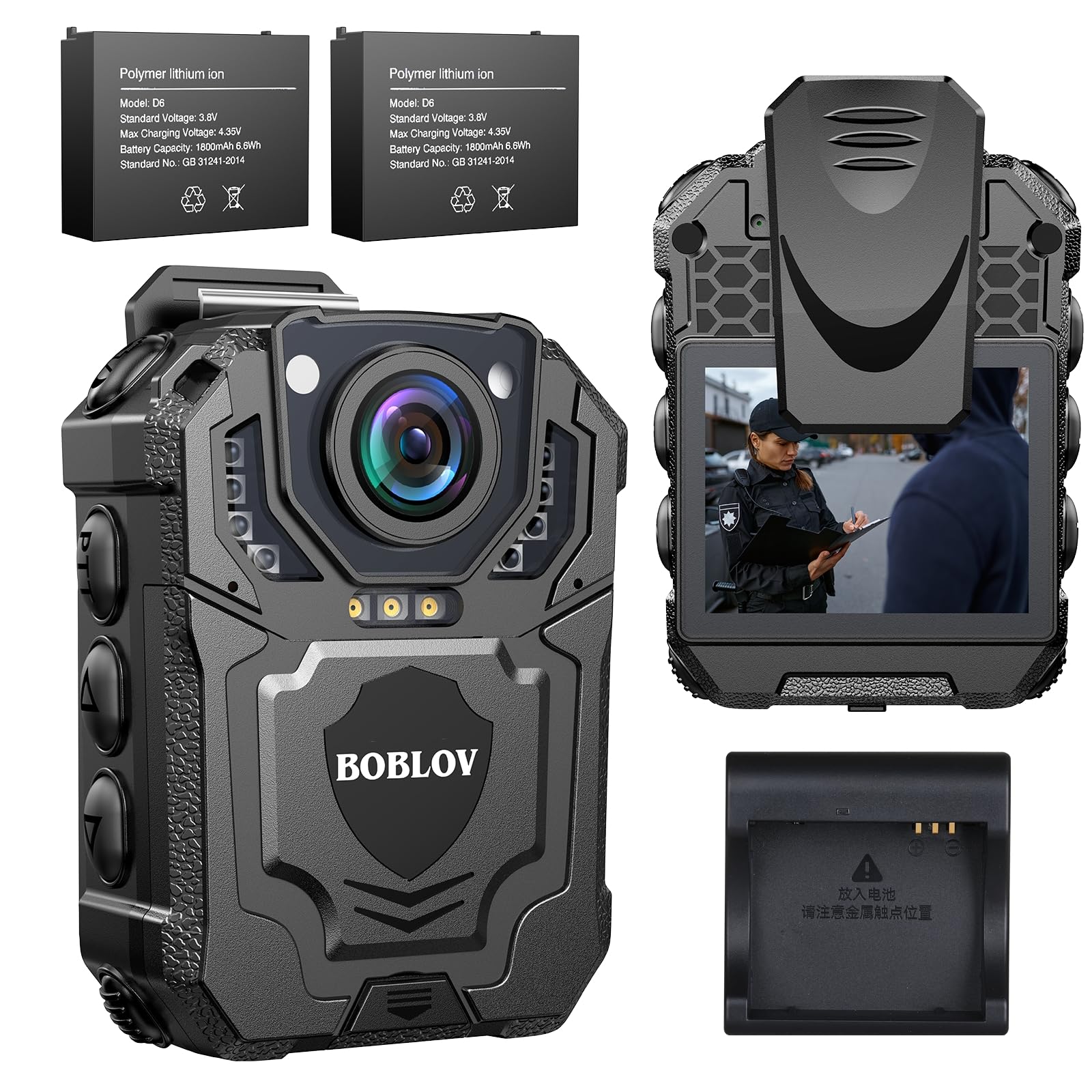 BOBLOV T5 128 GB 1296P Body Camera with Audio Recording Expand Memory Supported Max 128G, Wearable Police Body Camera for Law Enforcement, Night Vision, File Protection