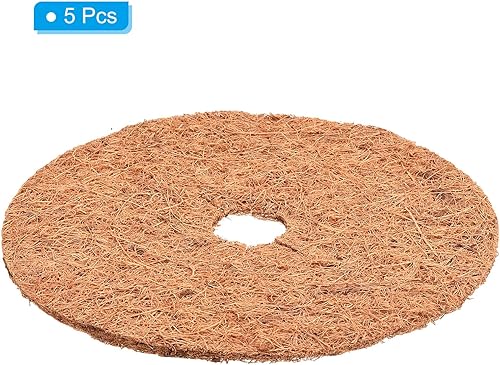 Miniatura 8 de PATIKIL Tapete de fibra de coco para anillo de mantillo de 15 pulgadas, paquete de 5 protectores de fibra de coco gruesa para plantas en macetas de