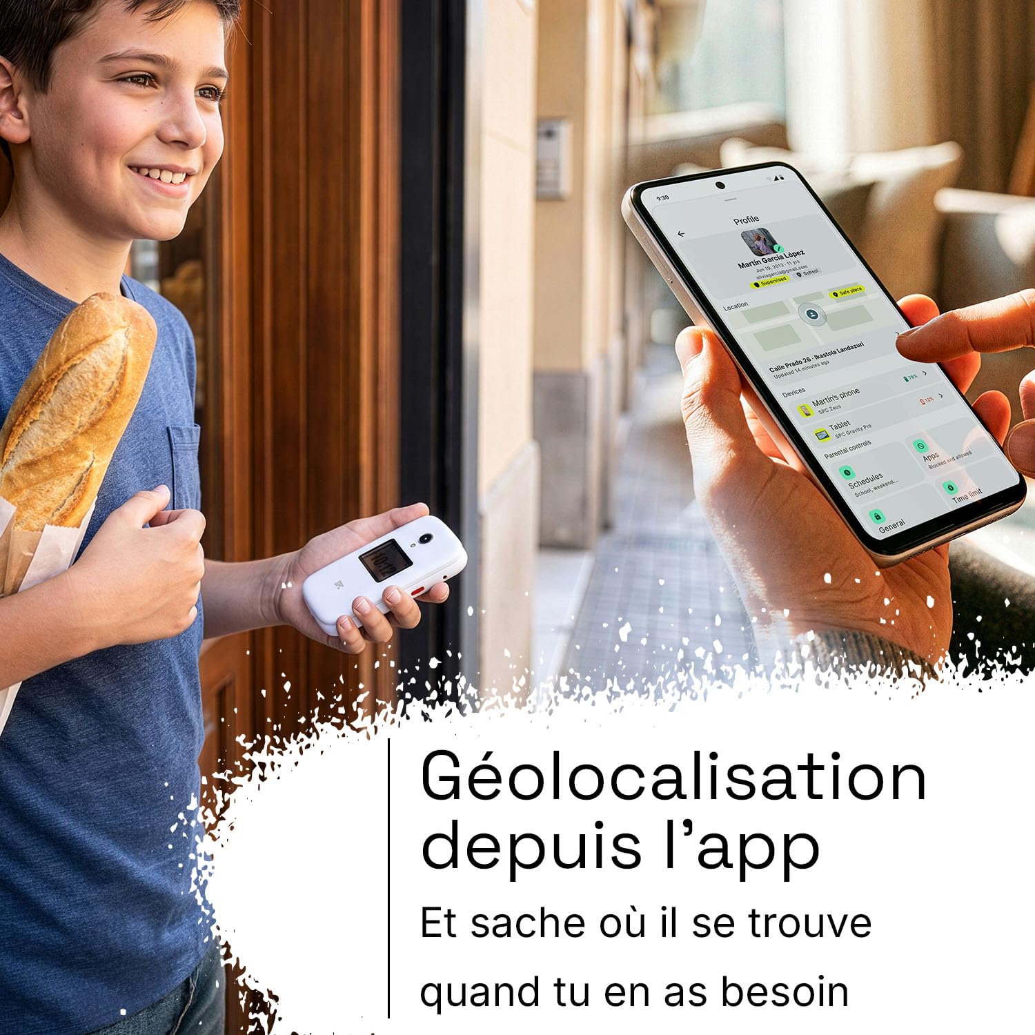 SPC Wild Star - Portable Enfant avec GPS, SOS, sans Internet, Noir