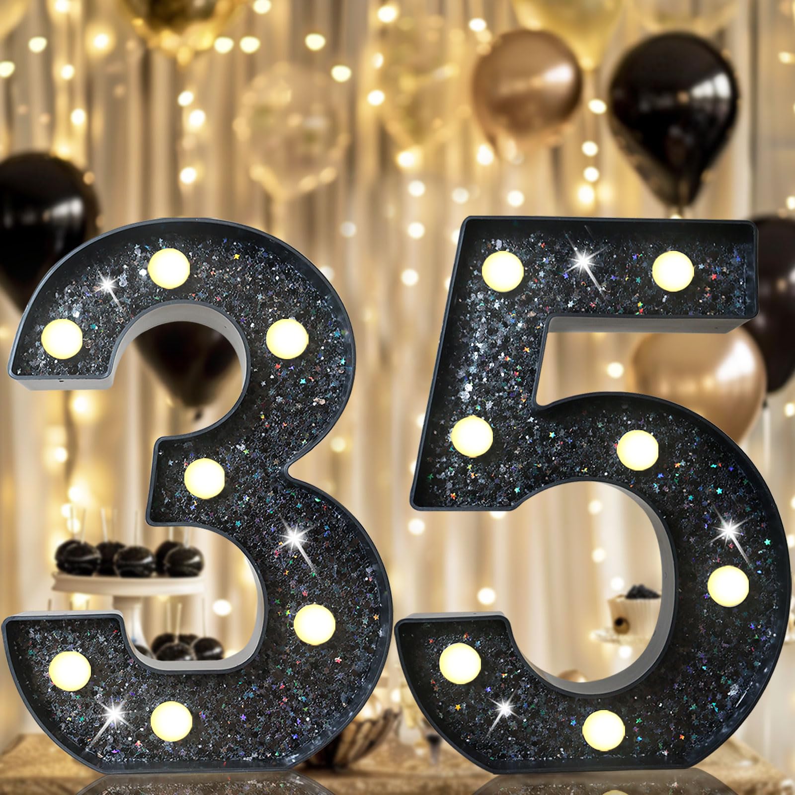 8.8" Decorative LED Light Up Numbers, Marquee Numbers Lights for 7th Birthday Decorations, Lighted Number Sign for Birthday Party Night Lights Wedding Anniversary Home Wall Decor, White Number 7 — view 73