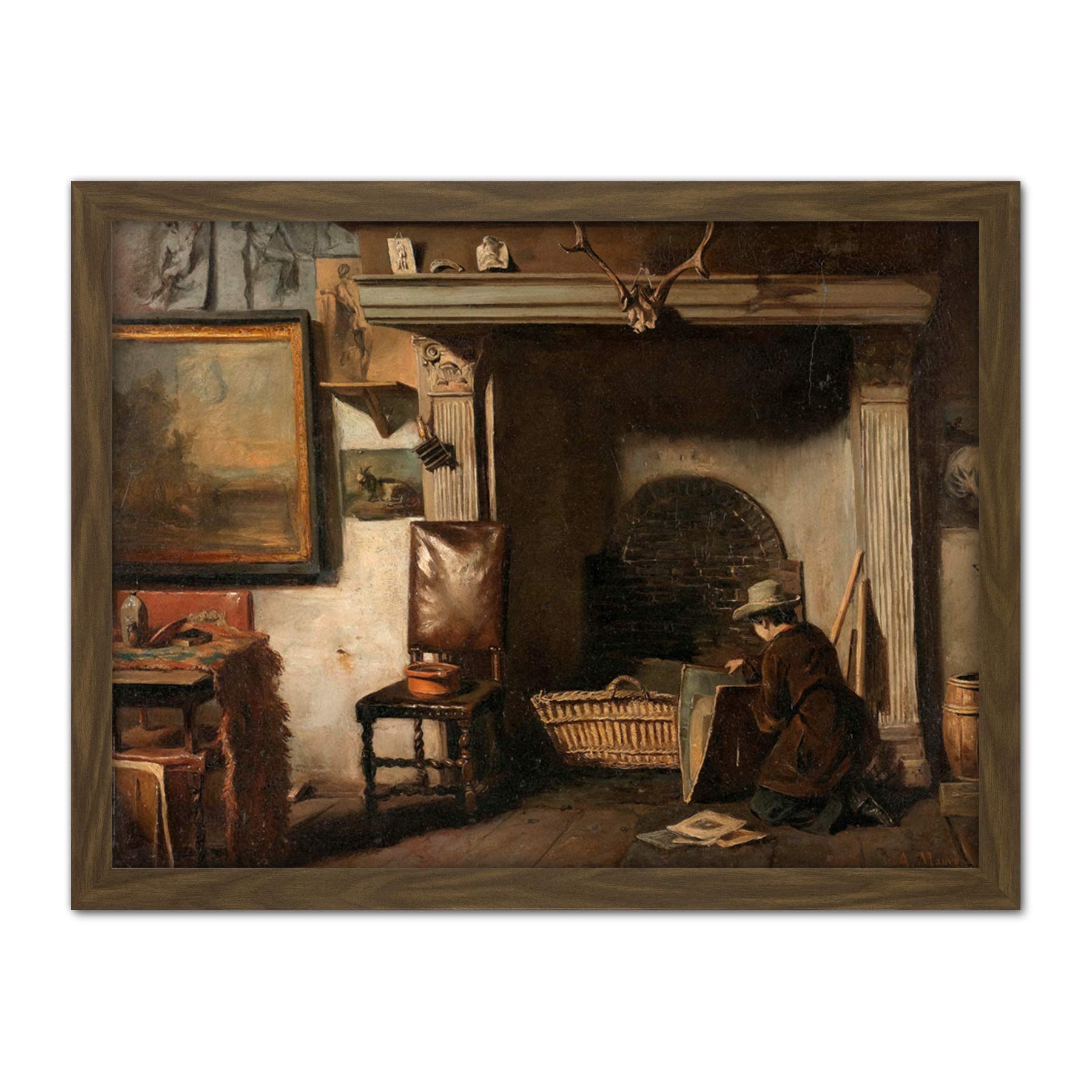 Artery8 Mauve Studio Haarlem Painter Pieter Frederik Van Os Artwork Framed Wall Art Print 18X24 Inch