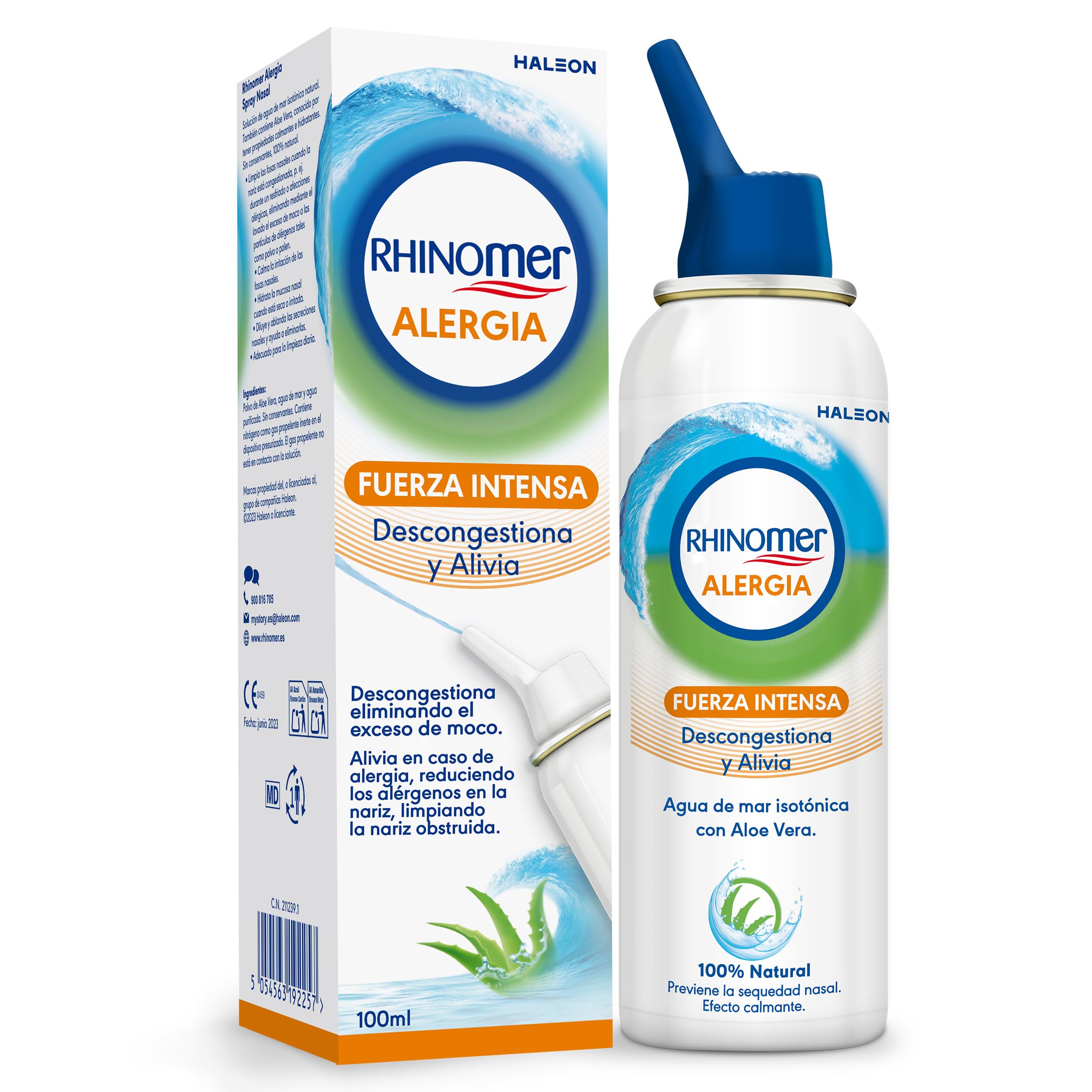 Rhinomer Nasenspray 100% Natur, isotonisches Meerwasser mit Aloe Vera,  entlastet und entlastet bei Allergien, intensive Kraft fr Erwachsene, 100  ml : Amazon.de: Drogerie & Krperpflege