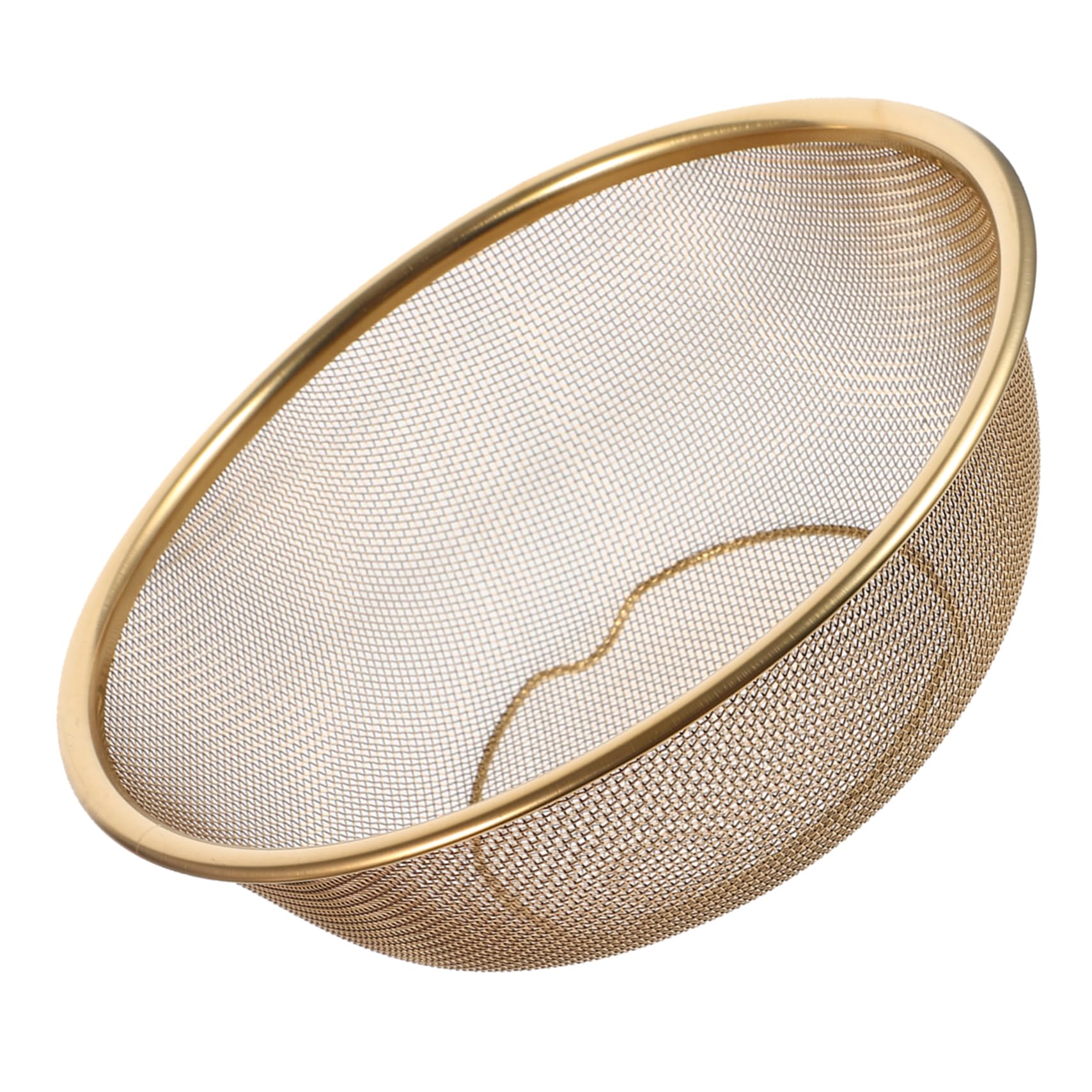 SOLUSTRE Colador de Cocina Doble Asa de Acero Inoxidable Dorado Cesta Coladora Redonda Resistente a Deformaciones y Fácil de Almacenar para Uso Diario y Camping