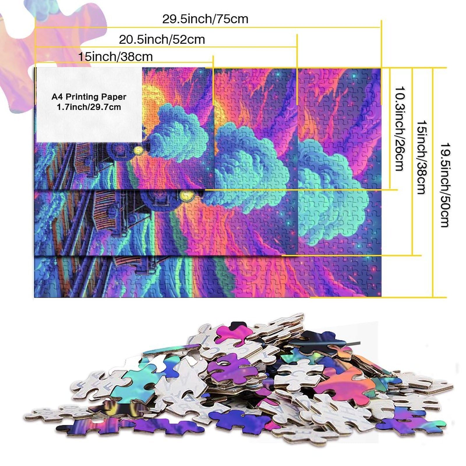 Steam Train Jigsaw Puzzles for Adults Kids Interesting Puzzles 1000 Pieces Impossible Puzzle Home Decoration Gifts 38x26cm/1000pcs - Image 6