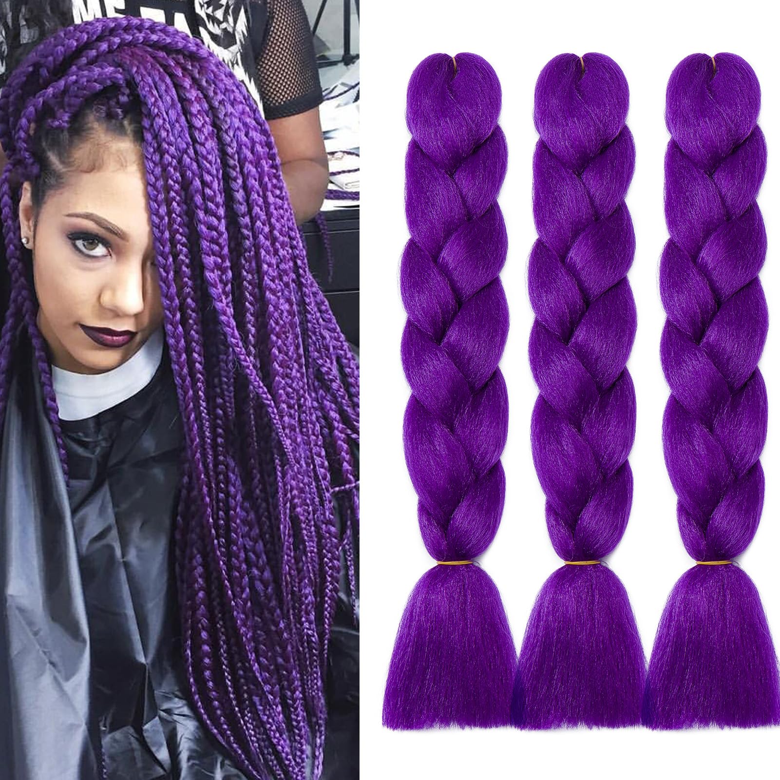 Dcbaboo Jumbo Braiding Hair Extensions 3packs 24inch Synthetic Hair Kanekalon Ombre Braids Afro Crochet Braids Twist Hair Extensions 300g
