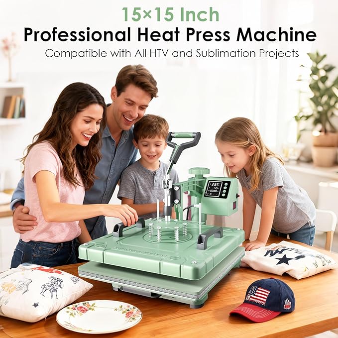 Prensa Térmica Seeutek 8 en 1, 15x15 Pulgadas, para Camisetas, Tazas y Gorras miniatura 7