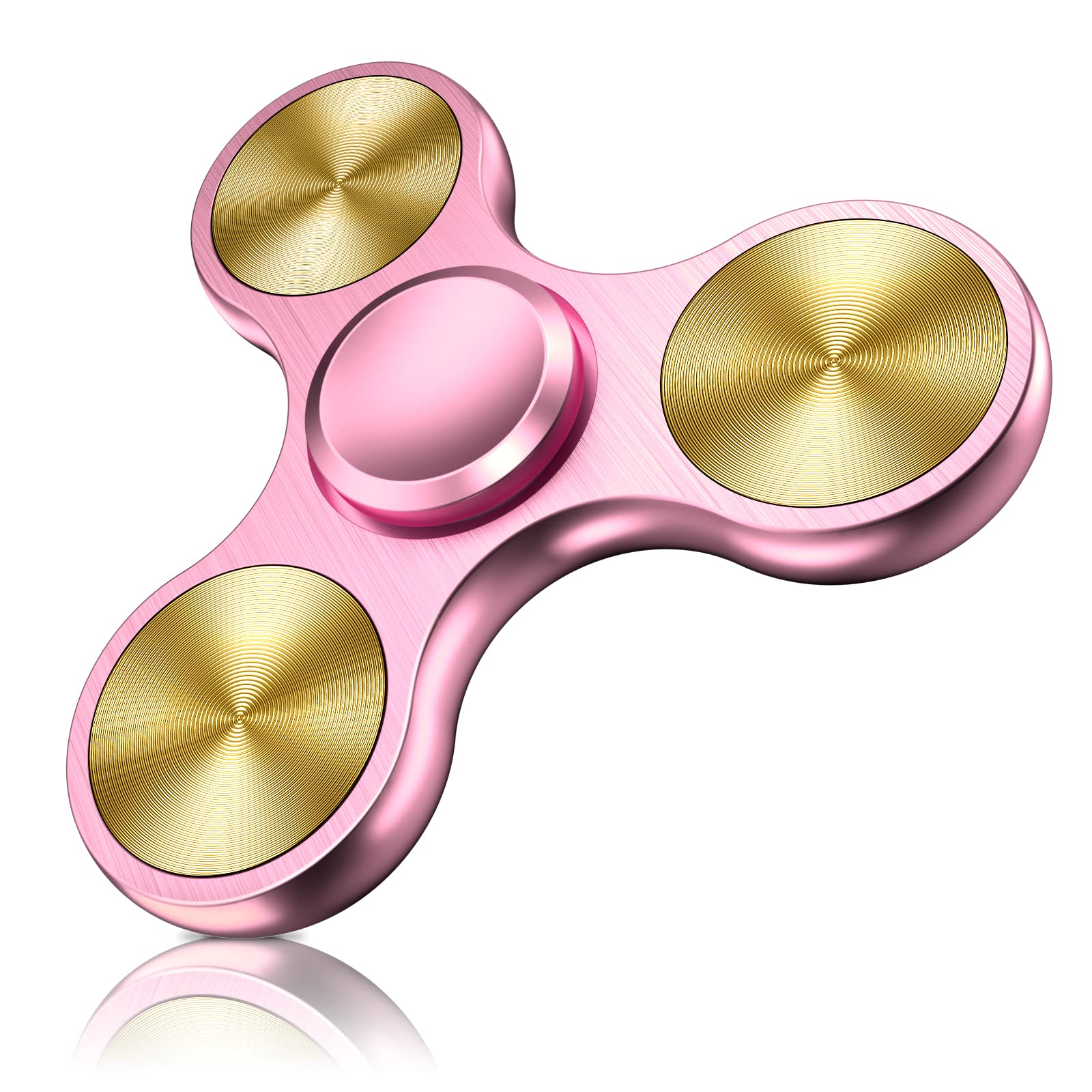 (A-RoseGold-Solid) - ATESSON Fidget Spinner Toy 4-10 Min Spins Ultra Durable Stainless Steel Bearing High Speed Precision Metal Material Hand Spinner EDC ADHD Focus Anxiety Stress Relief Boredom Ki...