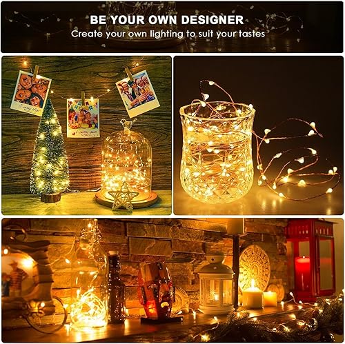 Miniatura 4 de ANJAYLIA Luces de hadas, paquete de 4 tiras de luces que funcionan con pilas, 30 luces LED parpadeantes de 10 pies para bodas, dormitorios, fiestas,