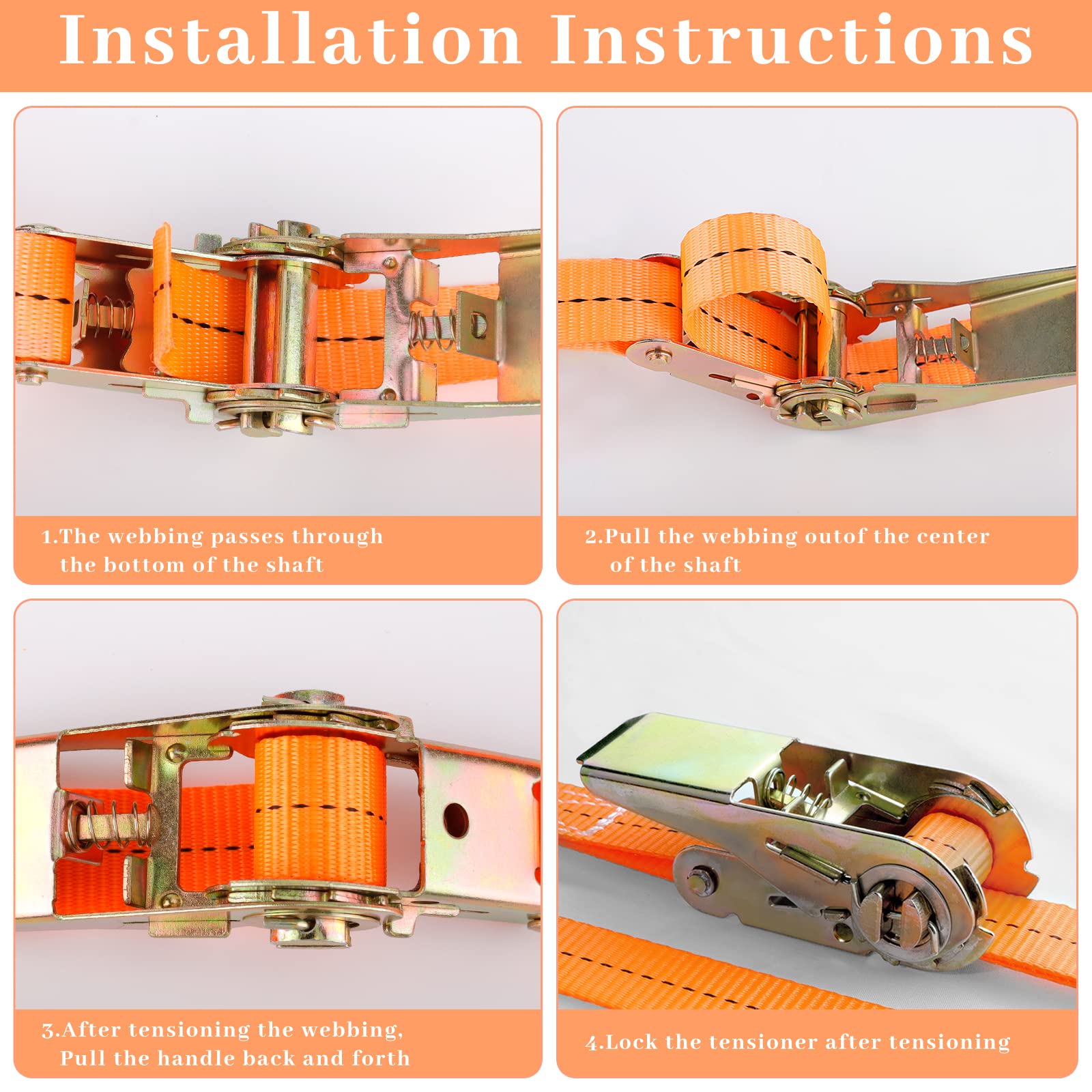 10 Stuks Ratelbanden 6m x 1000kg met Ratelsluiting - 25mm Spanbanden met Ratel - Oranje Ratelband voor Bagage en Transport - TÜV/GS Gecertificeerd, volgens DIN EN 12195-2 - KODIAK STRAPS