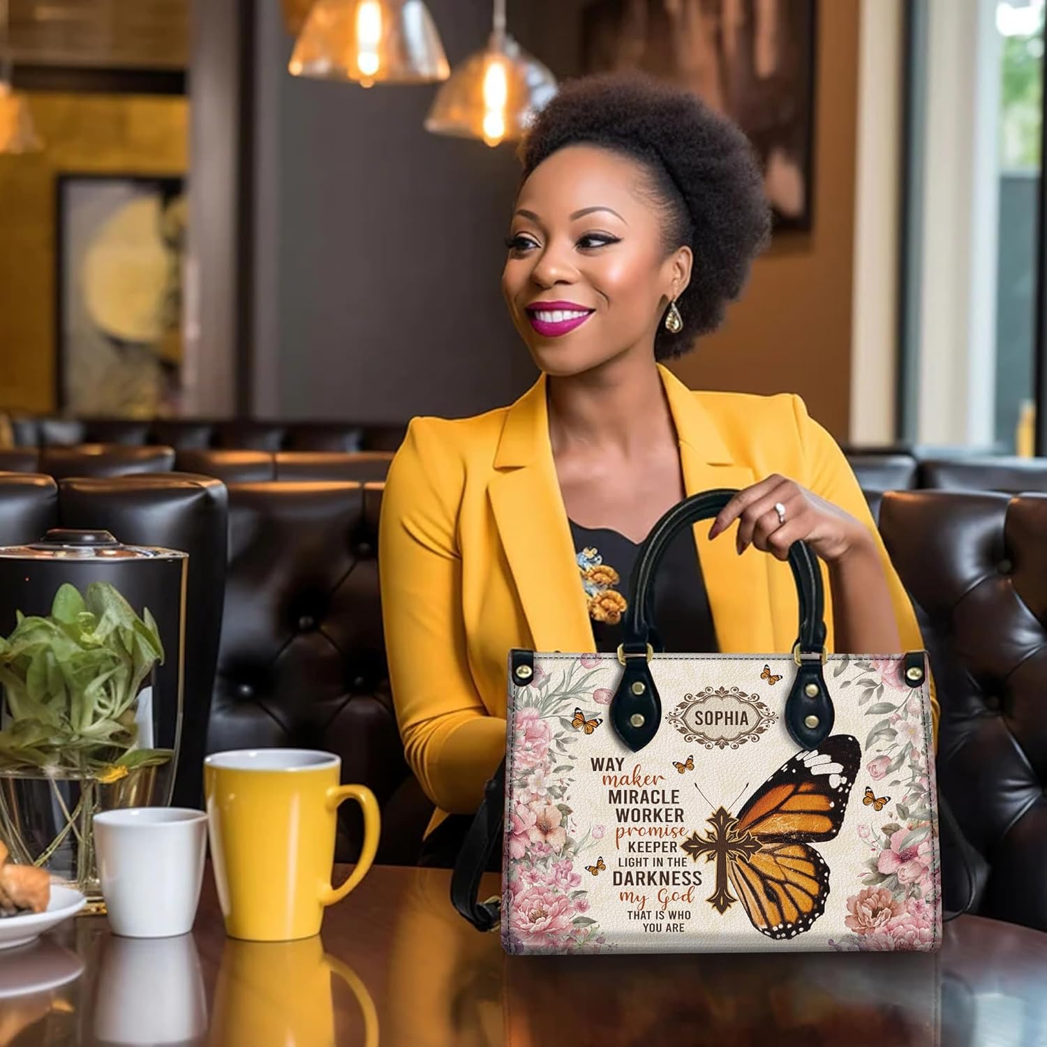 Personalized Leather Handbag for Women, Custom Name Church Bag, Christian Gifts, Mother's Day Gifts for Mom, Grandma