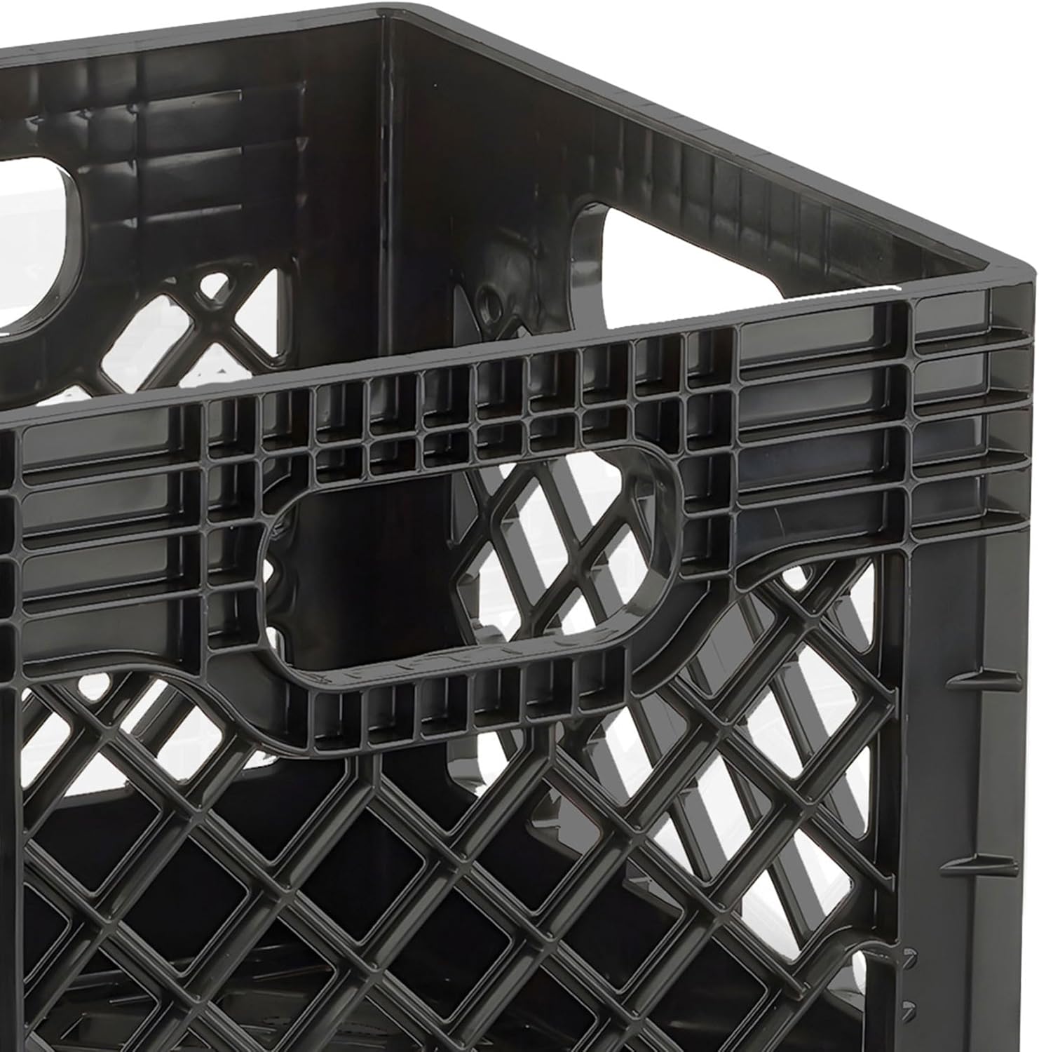 Juggernaut Storage 2-Pack Stackable Heavy Duty Milk Crates with Handles, 16 Qt, Black - Organizing Plastic Crate Basket for Grocery Shopping, Home Supplies, and Bathroom Accessories - Image 7