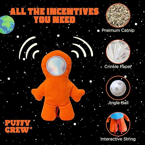 Miniatura 2 de Juguete interactivo de peluche de gato con hierba gatera, tema de viaje espacial, 5 pulgadas, para gatos de todos los tamaños de raza (astronauta)