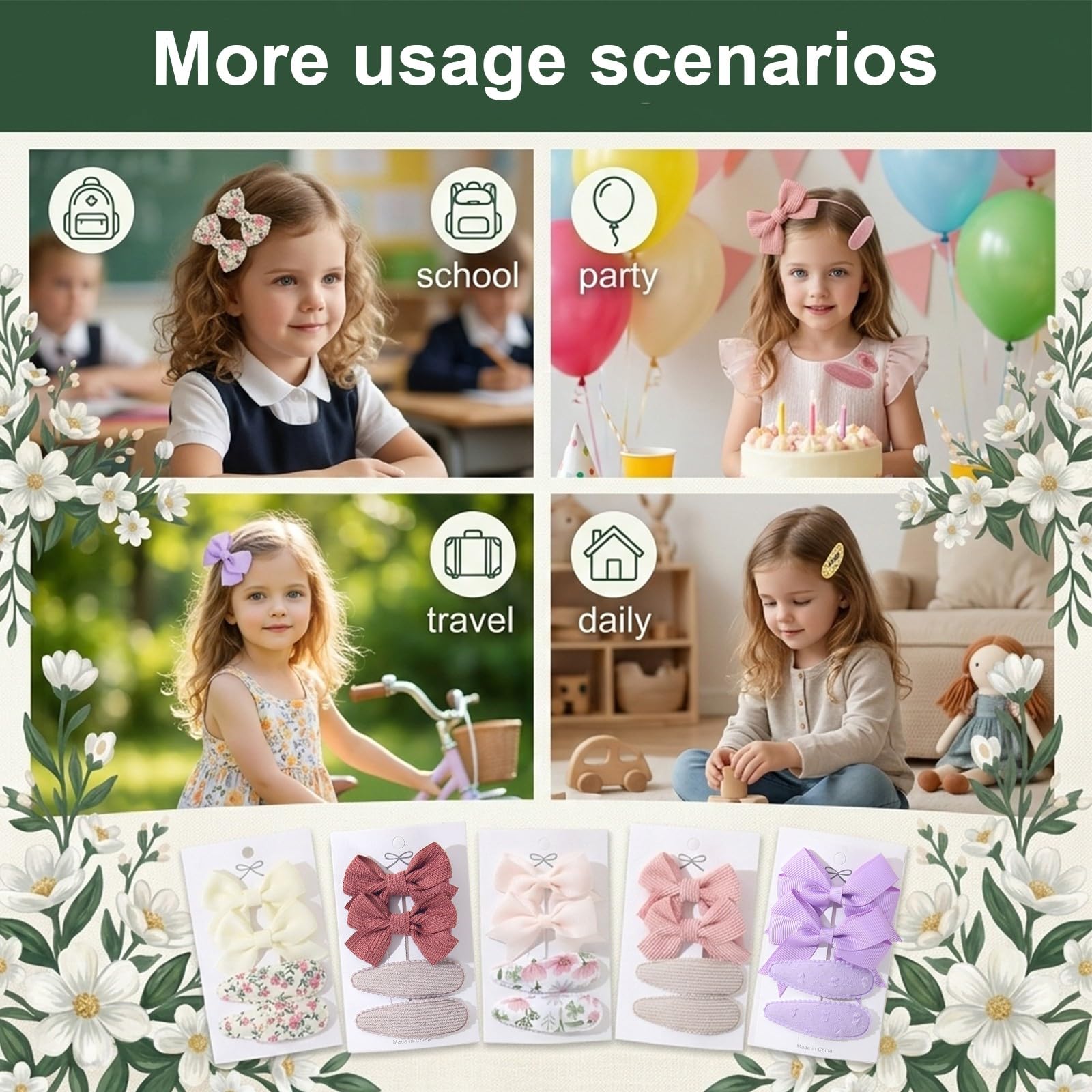 20 Pezzi Mollette Capelli Bambina Fiocchi Capelli Bambina in Tessuto Antiscivolo Fermagli Capelli Bambina Set Mollette Capelli Neonata per Capelli Fini e Accessori Bambini