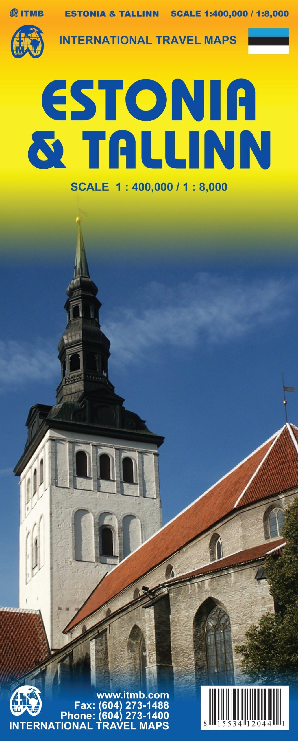 Estonia 1:400,000 & Tallinn 1:8,000 Travel Map