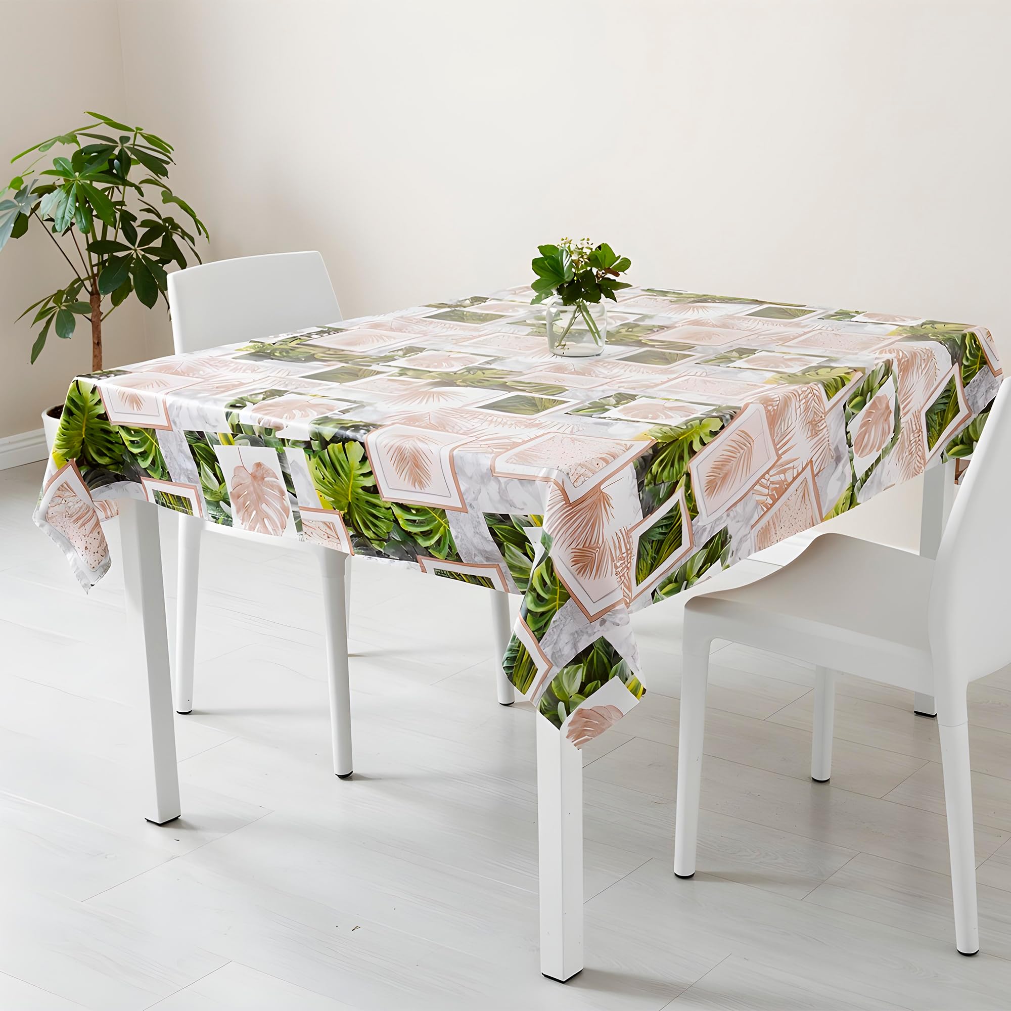 Cofan Rollo de Hule para Mesa con Estampado Verde Tropical, Mantel de PVC Resistente, Fácil Limpieza, Adecuado para Interior y Exterior, 1,40 x 25 m