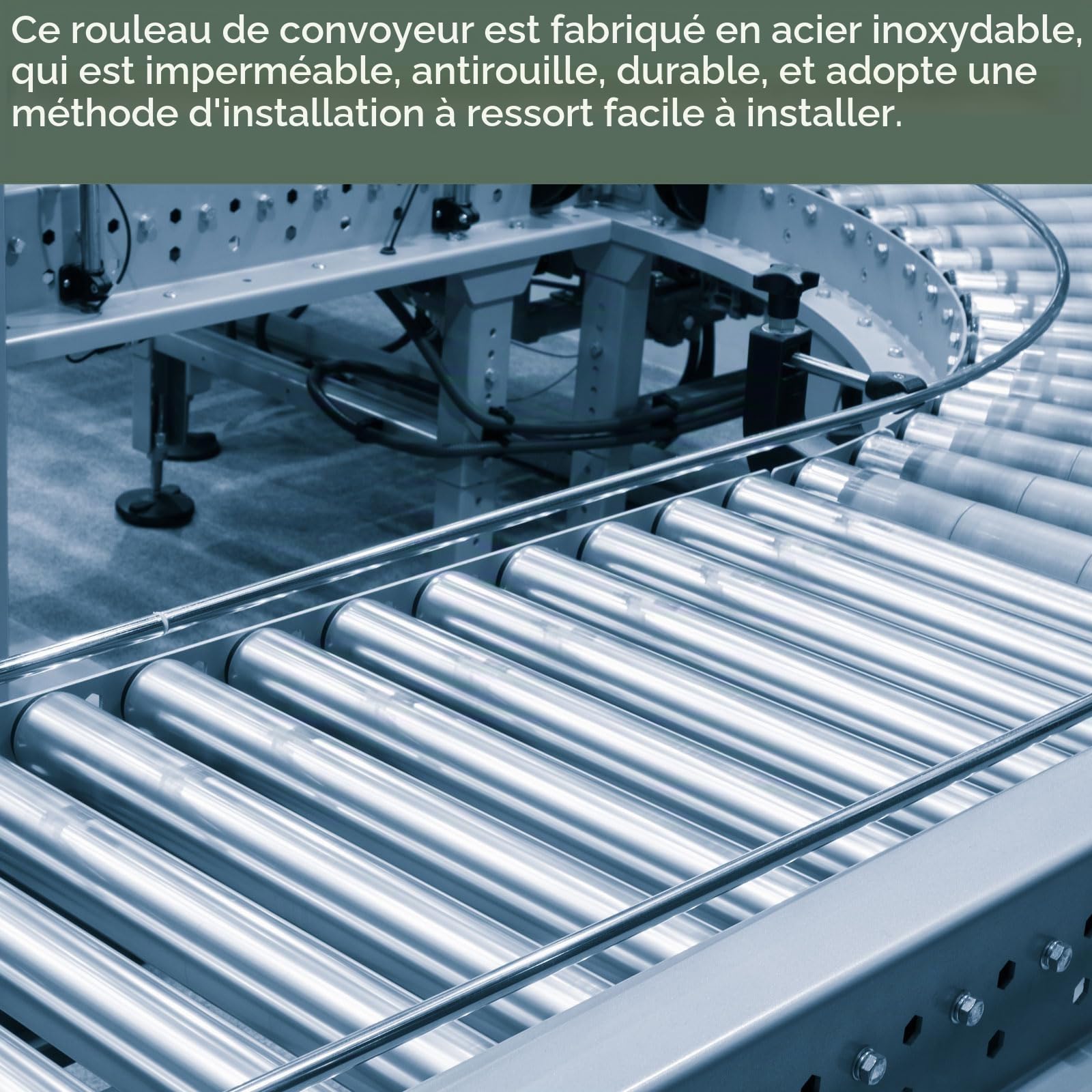 YOKIVE 2Pcs Rouleaux de Convoyeur, Rouleau en Acier Inoxydable de Remplacement | Mouvement Fluide, Idéal pour une Utilisation en Usine (Argent, 1 Pouce de Diamètre, 8 Pouces de Longueur)