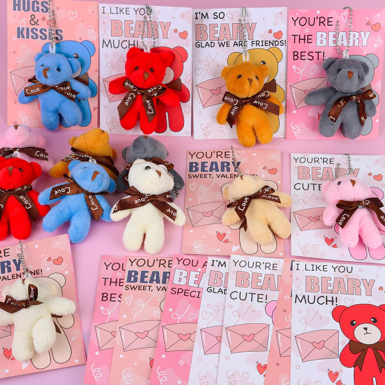 28 Pack Valentines Day Cards for Kids Classroom Valentines Day Gifts for Kids School Mini Bear Plush Toys Valentines for Class Valentines Exchange Cards Party Favors Classroom Exchange Gift Set - Image 4