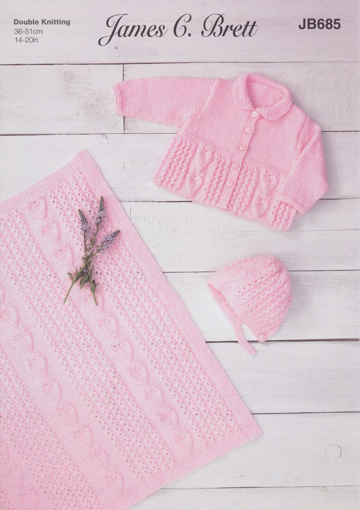 James Brett Double Knit Knitting Pattern Baby Matinee Coat Bonnet & Blanket (JB685)