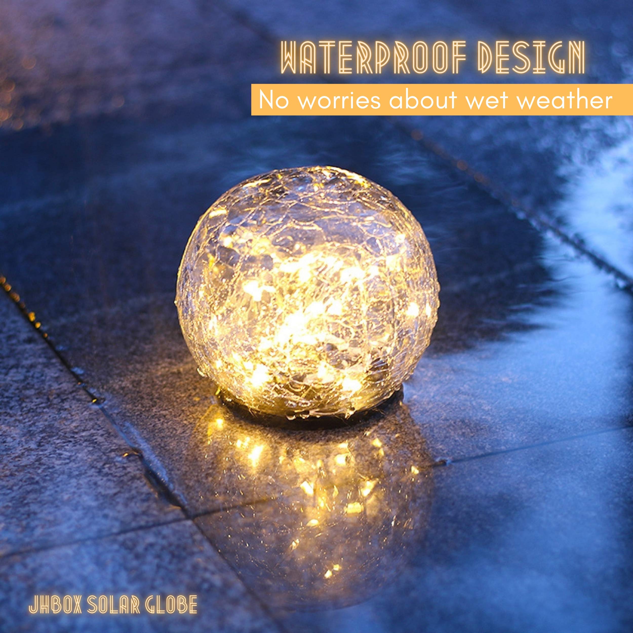 Buy JHBOX Solar Globe Lights Outdoor, Cracked Glass LED Ball Light 20