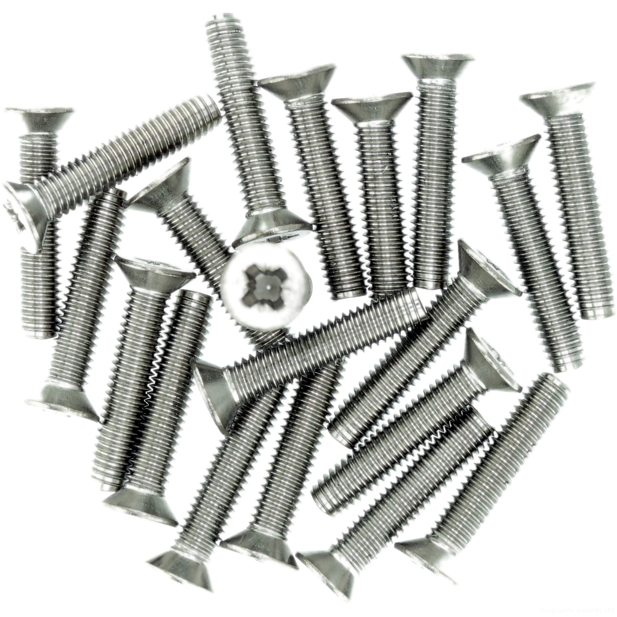 Singularity Supplies M3 (3Mm X 5Mm) Pozi Countersunk Thread Rolling Screw - Stainless Steel (A2) (Pack Of 20)